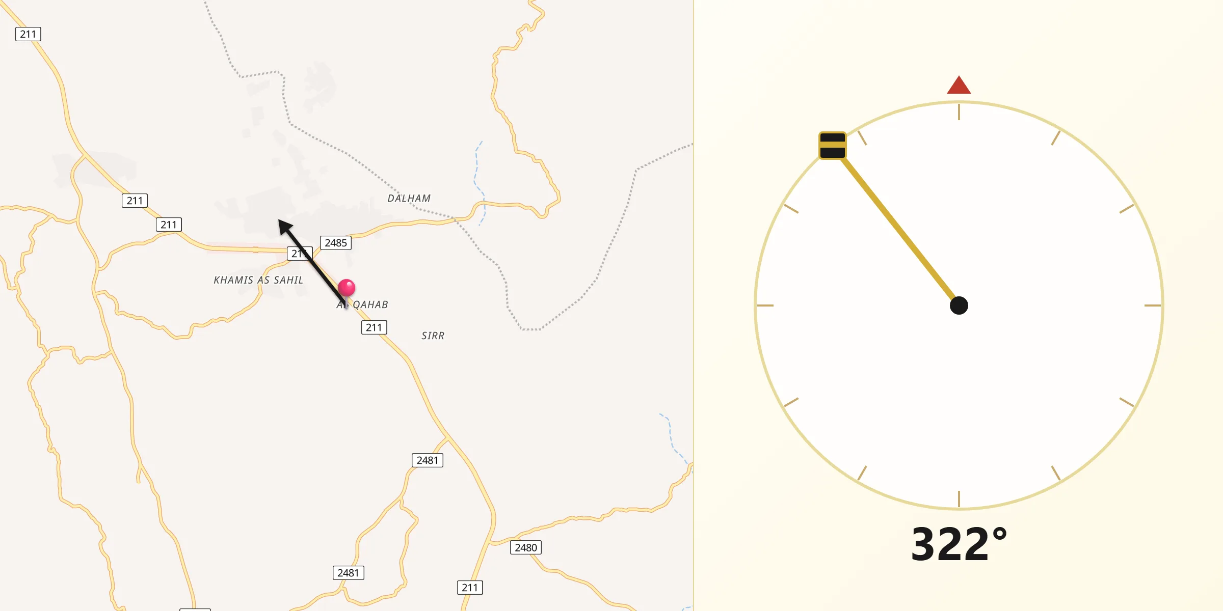 اتجاه القبلة من القهب