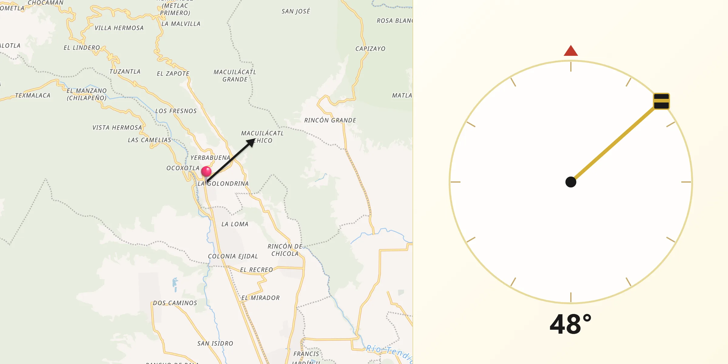 Dirección de la Qibla desde La Perla