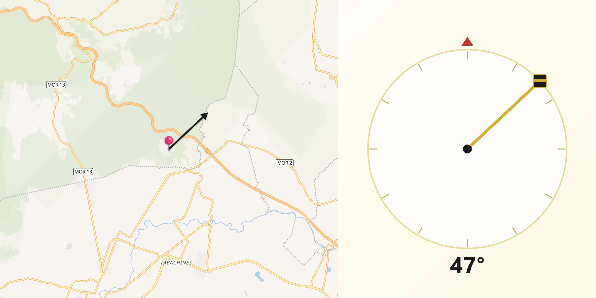 Dirección de la Qibla desde Colonia Obrera