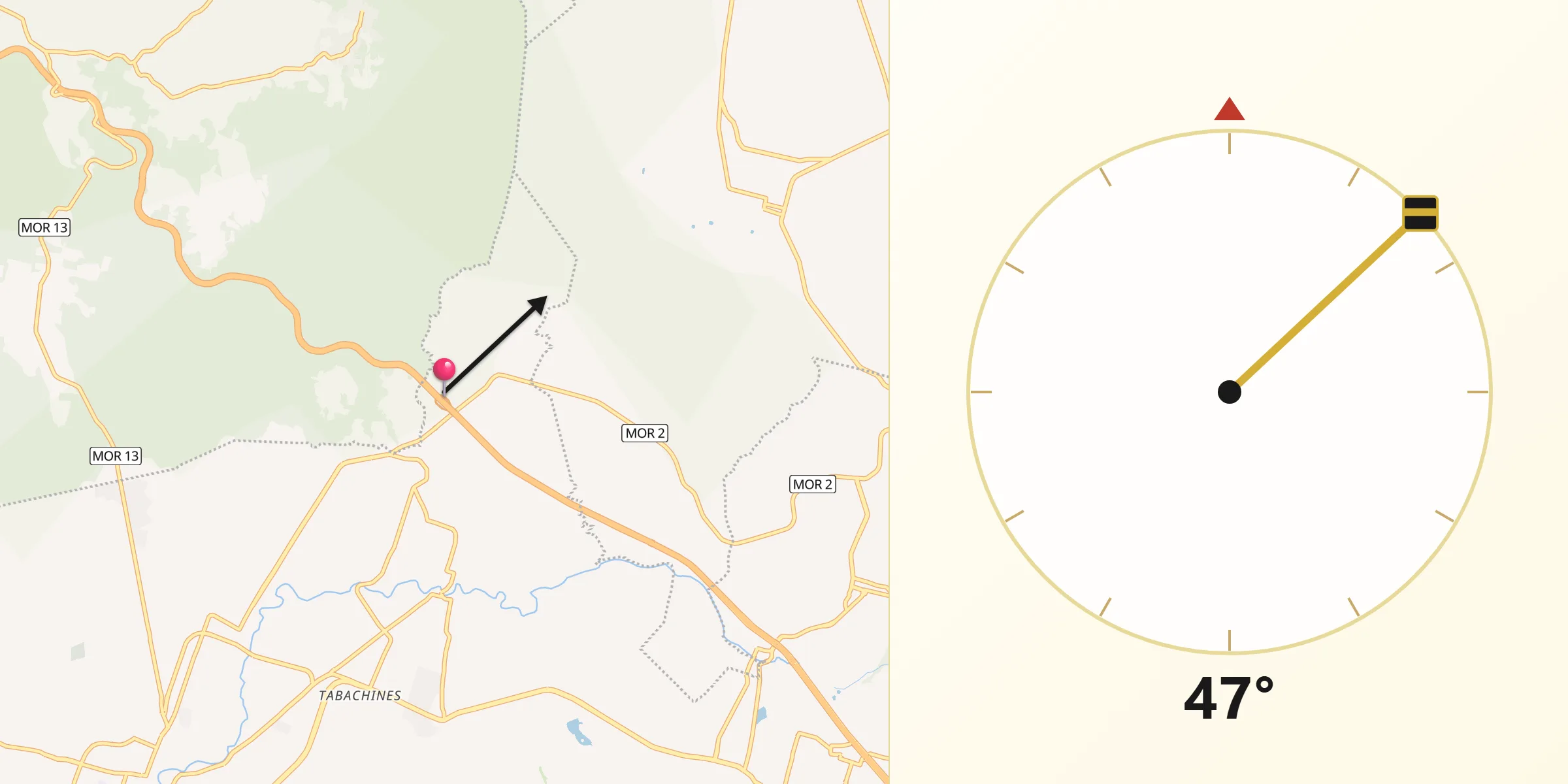 Dirección de la Qibla desde Lázaro Cárdenas (El Empalme)