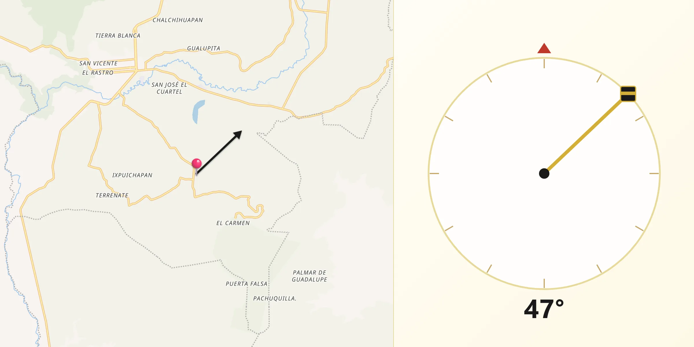Dirección de la Qibla desde San Nicolás