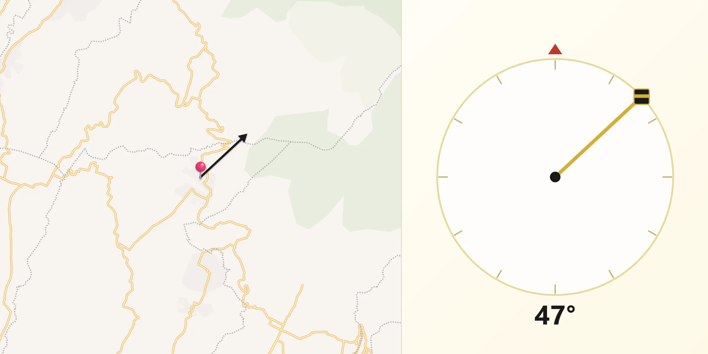 Dirección de la Qibla desde Ocoxaltepec