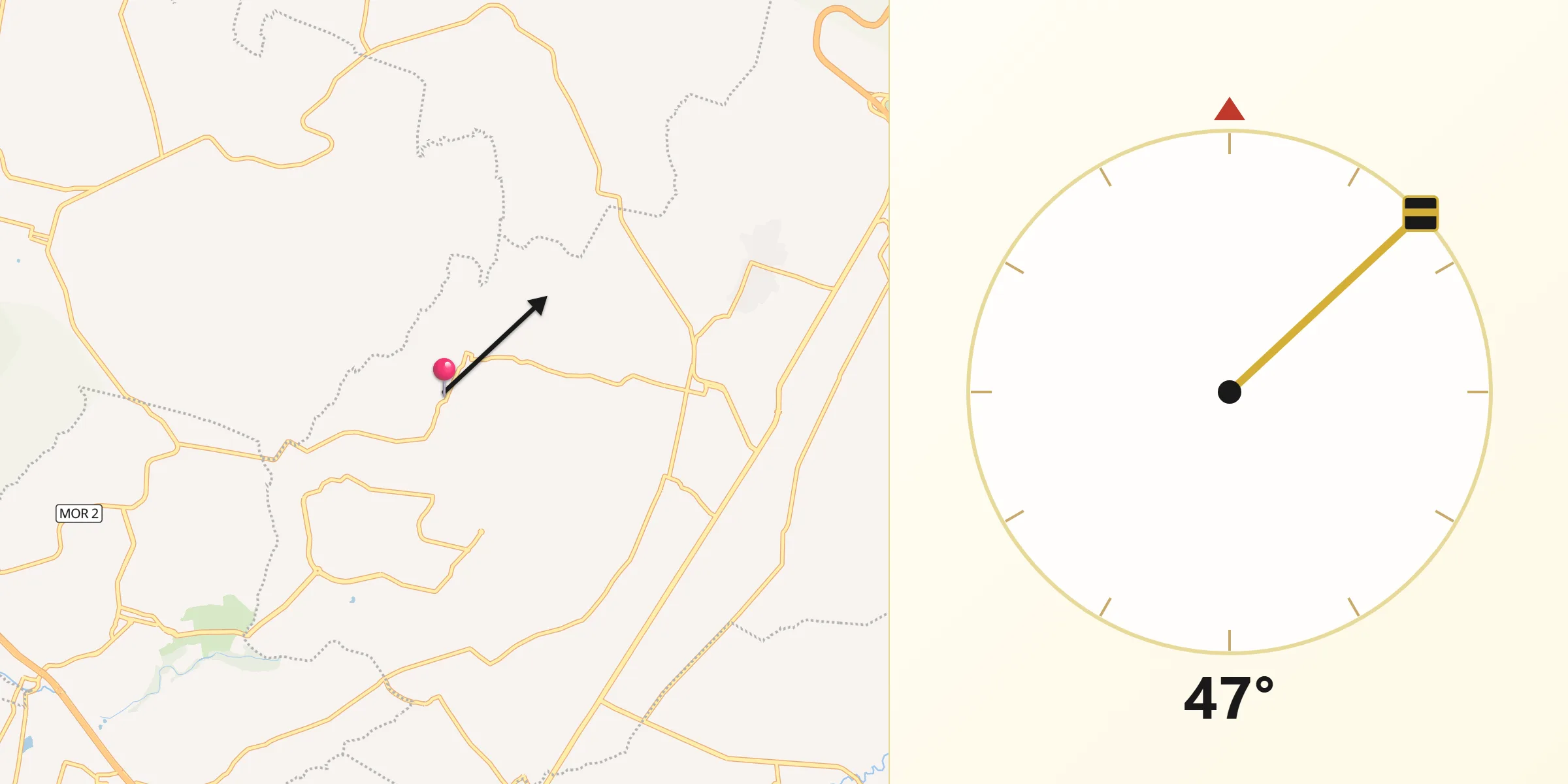Dirección de la Qibla desde San Juan Texcalpan