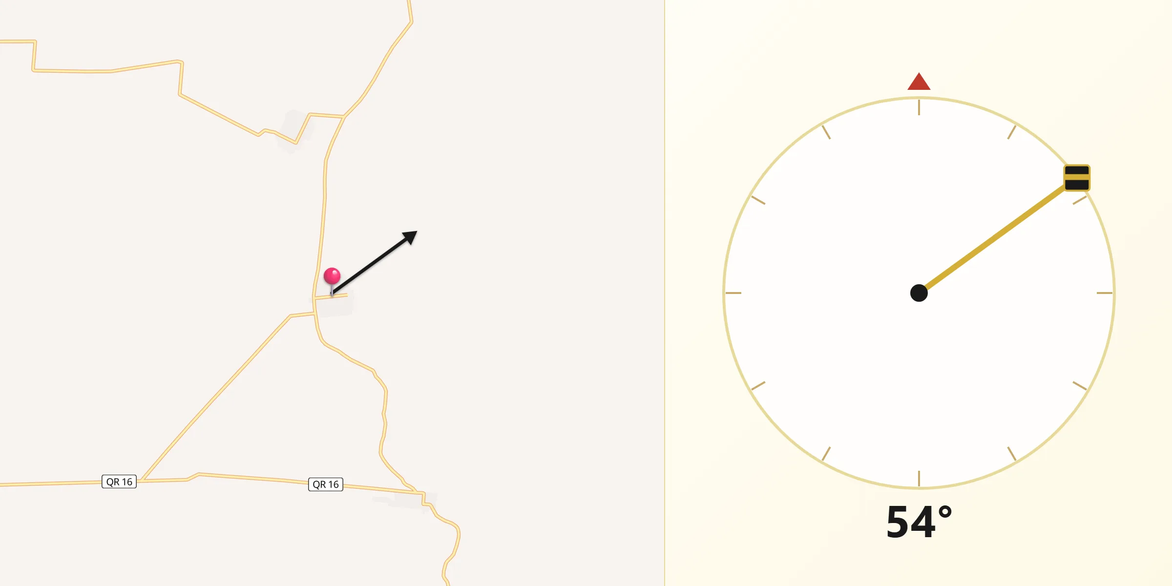 Dirección de la Qibla desde Maya Balam