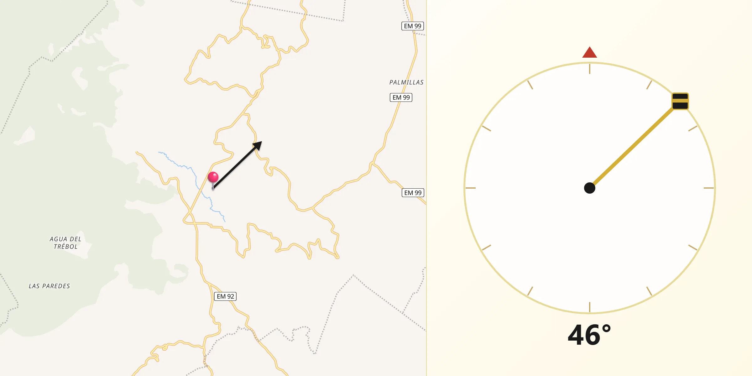 Dirección de la Qibla desde Texcaltitlán