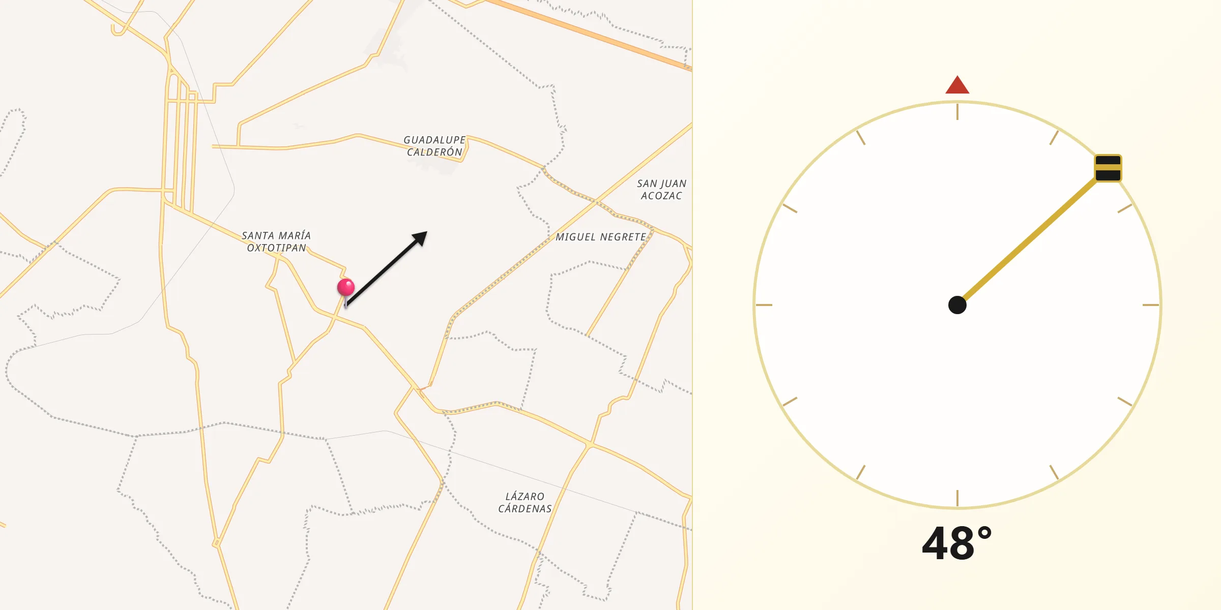 Dirección de la Qibla desde San Hipólito