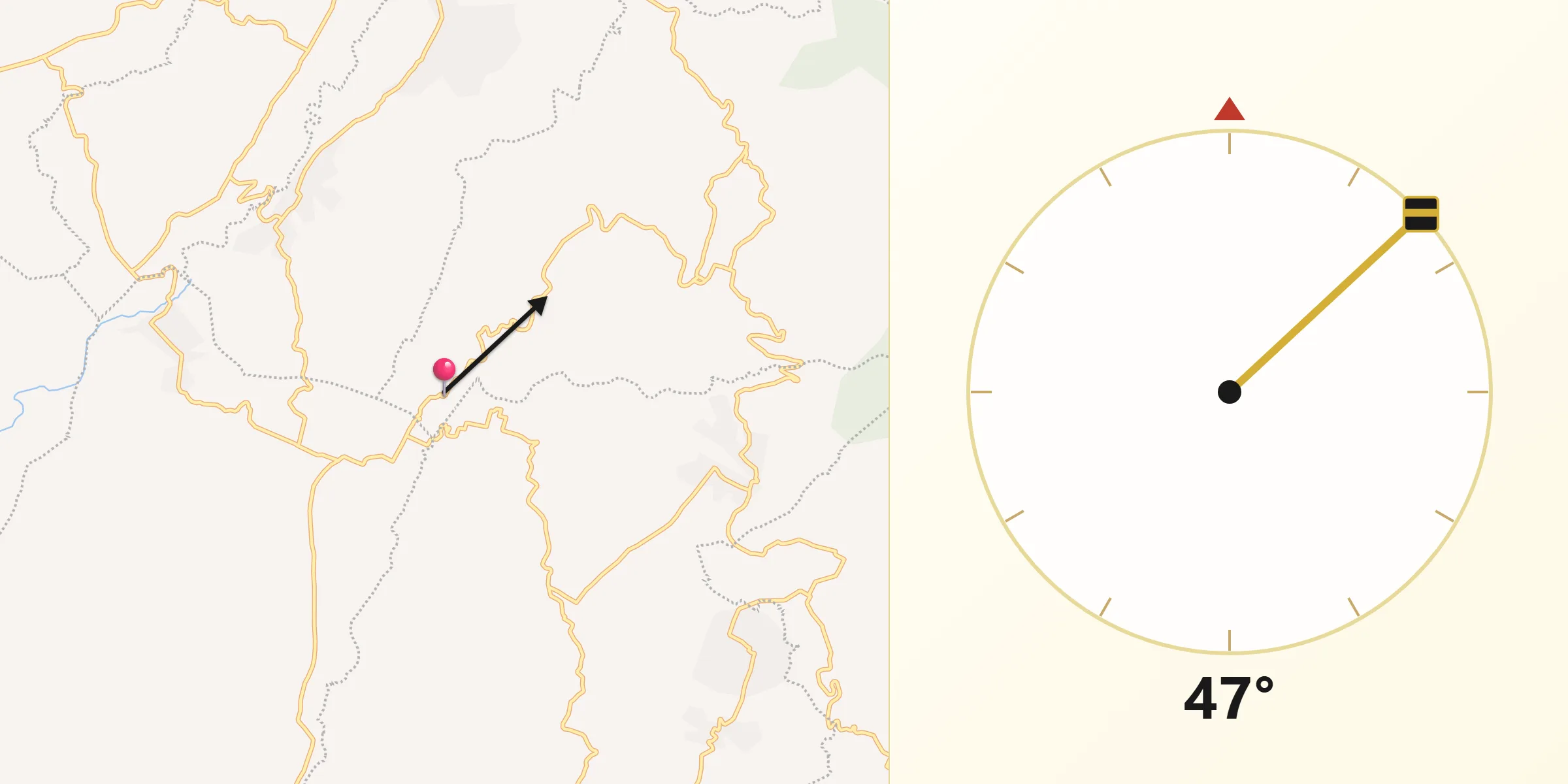 Dirección de la Qibla desde San Juan Tlacotompa (Tlacotompa)
