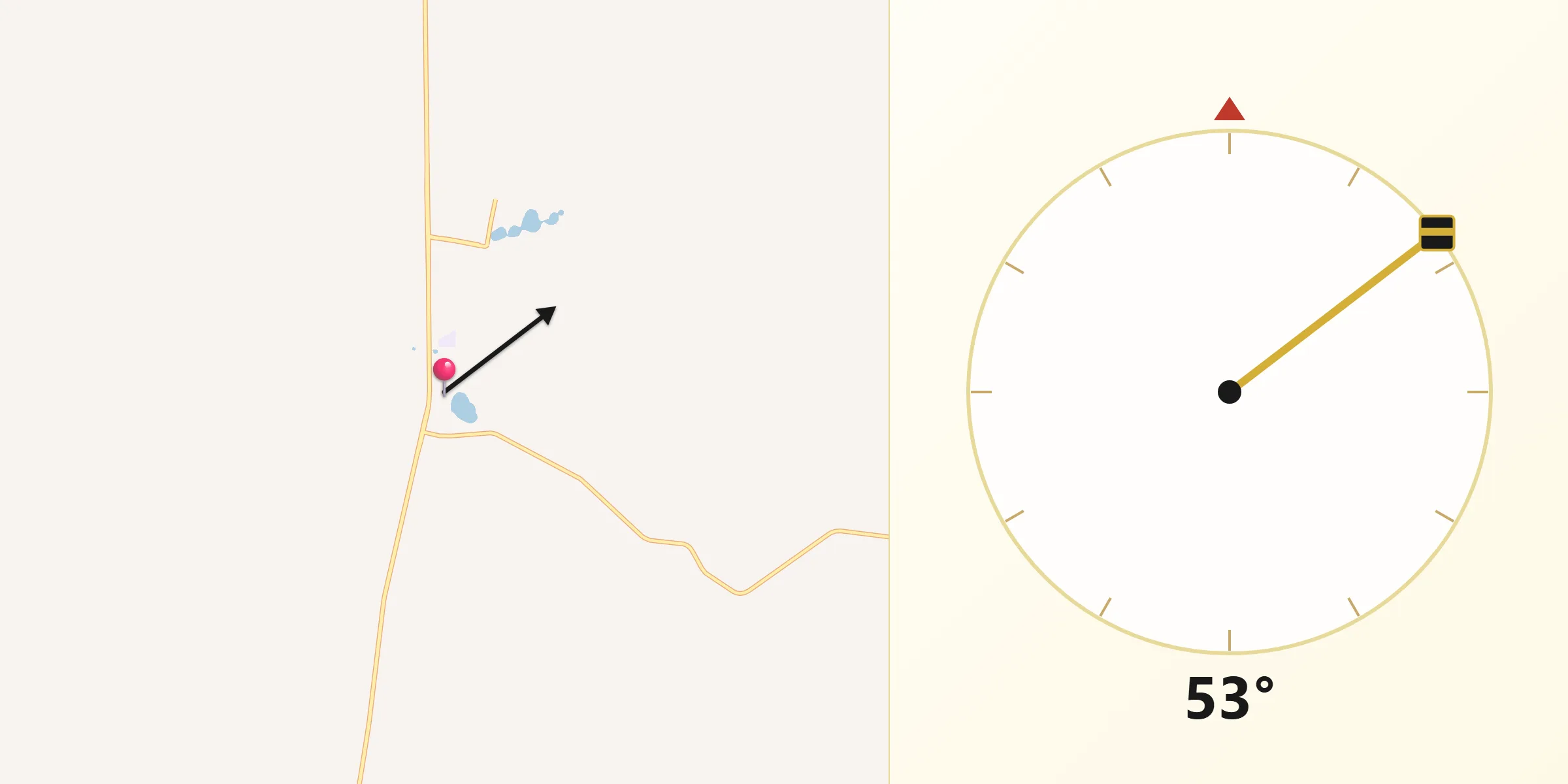 Dirección de la Qibla desde Xbacab