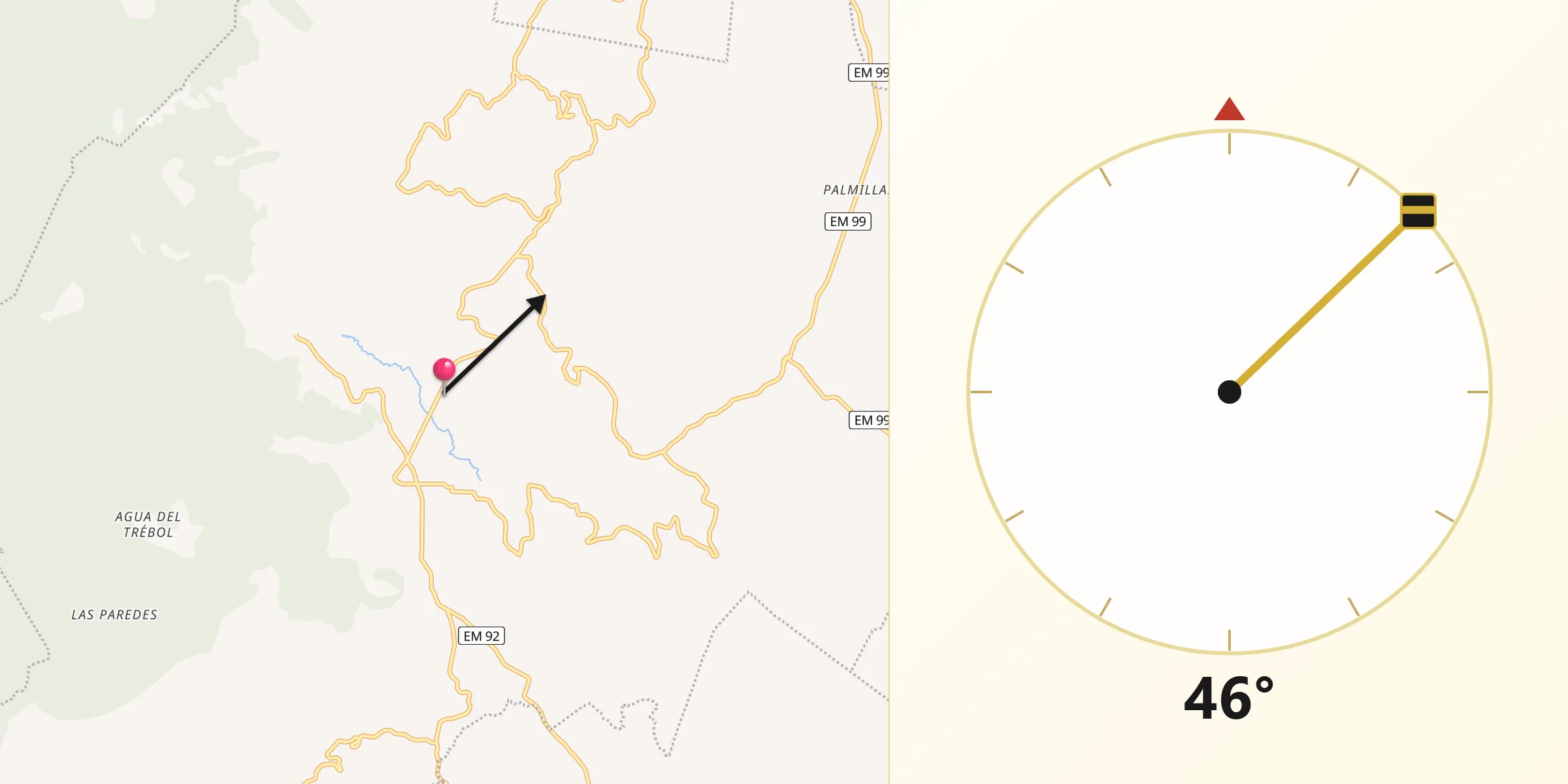 Dirección de la Qibla desde San Agustín
