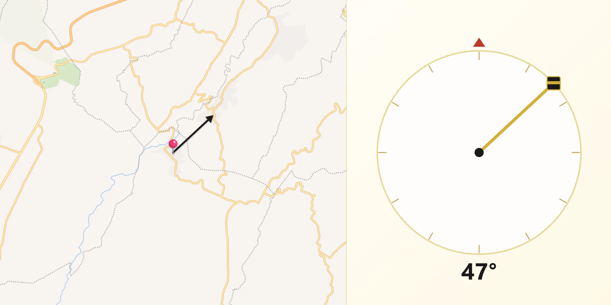 Dirección de la Qibla desde Achichipico