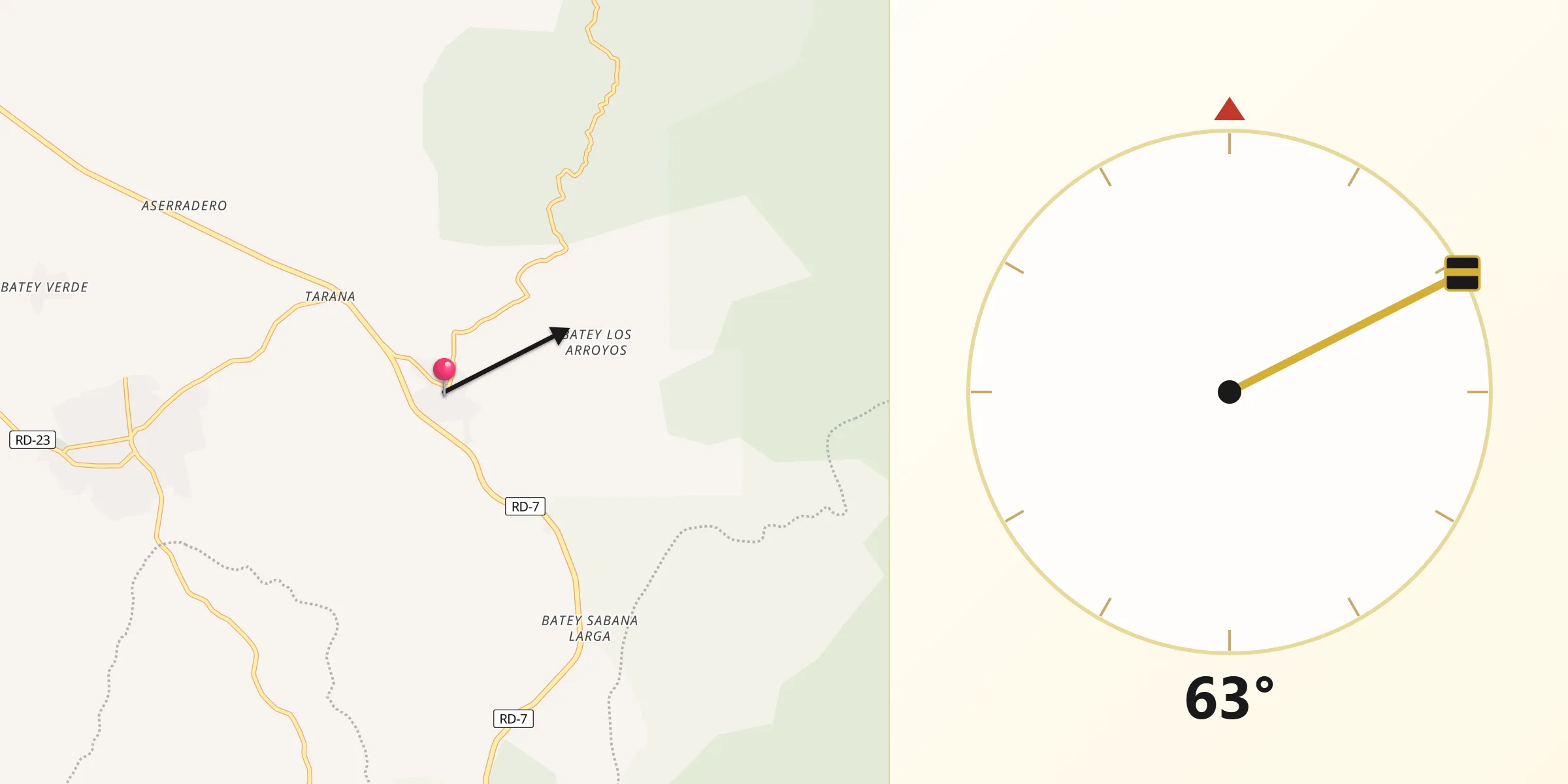 Dirección de la Qibla desde Gonzalo