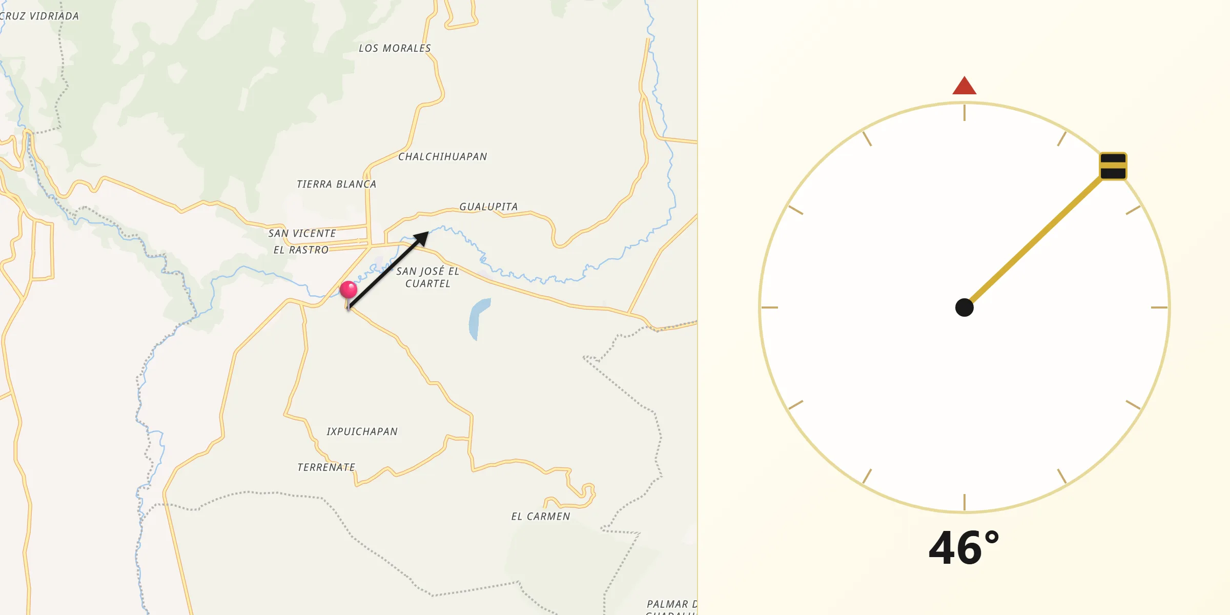 Dirección de la Qibla desde El Salitre