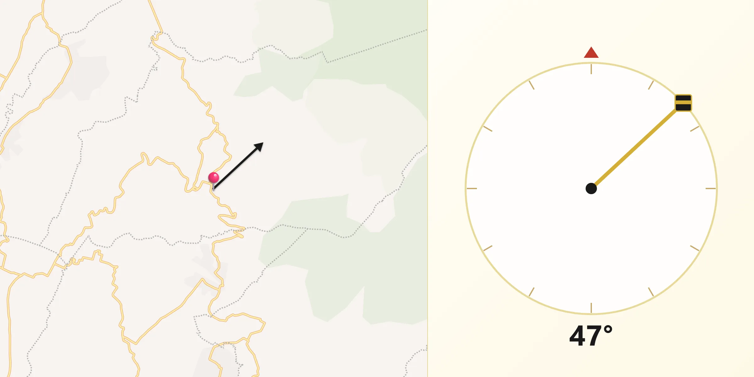 Dirección de la Qibla desde Ecatzingo de Hidalgo