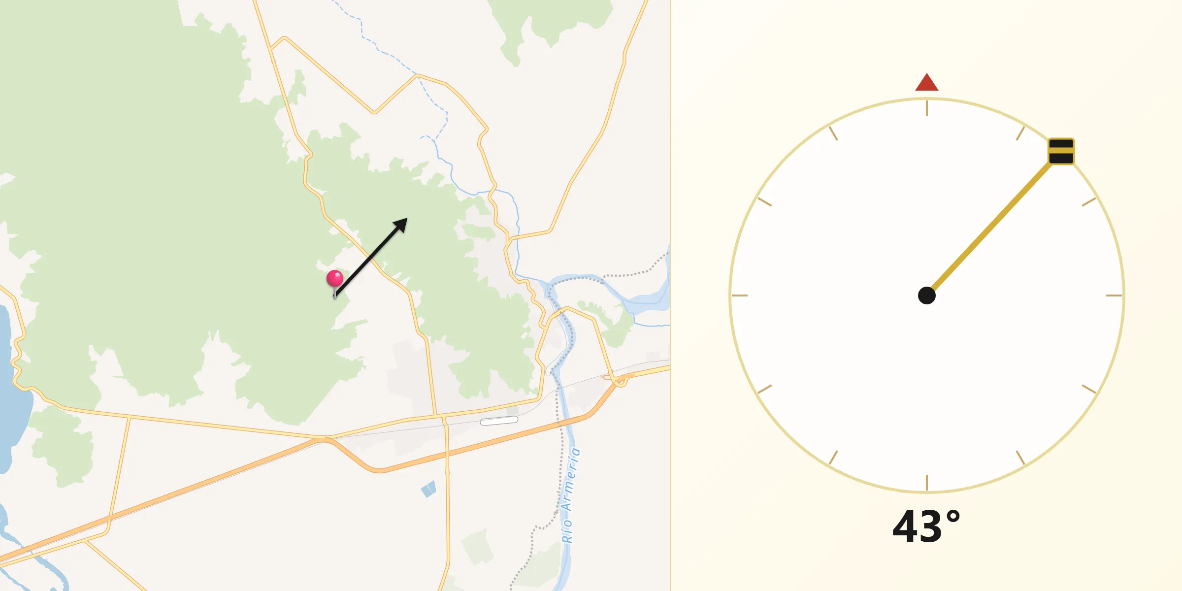Dirección de la Qibla desde Armería