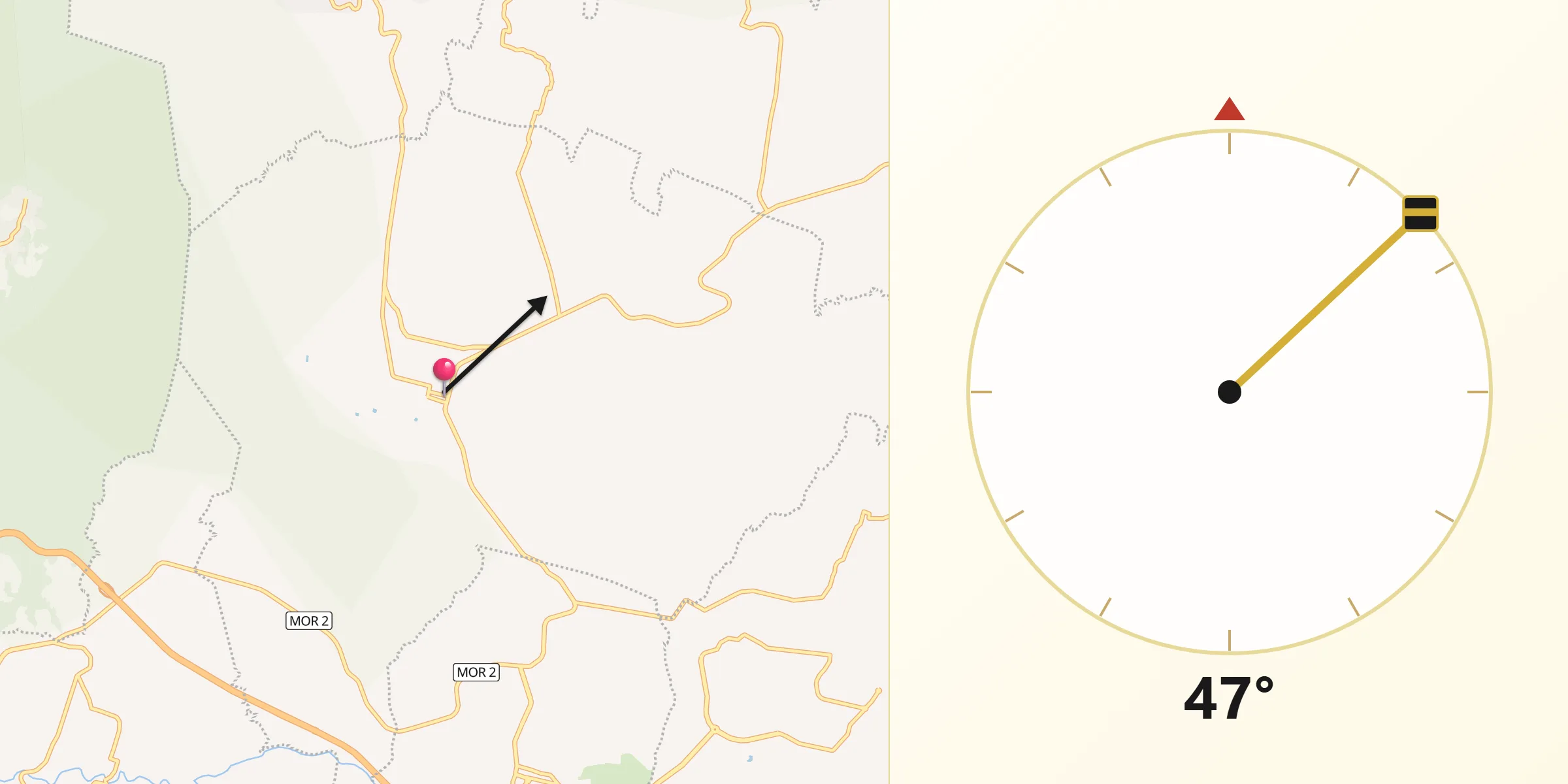 Dirección de la Qibla desde Tlayacapan