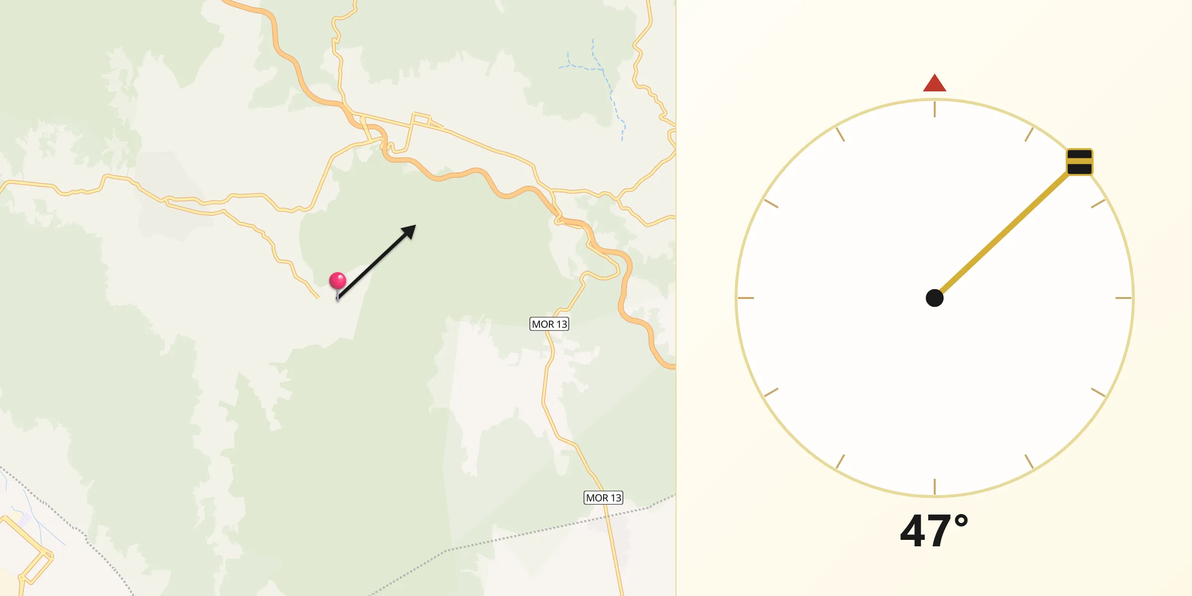 Dirección de la Qibla desde San Andrés de la Cal