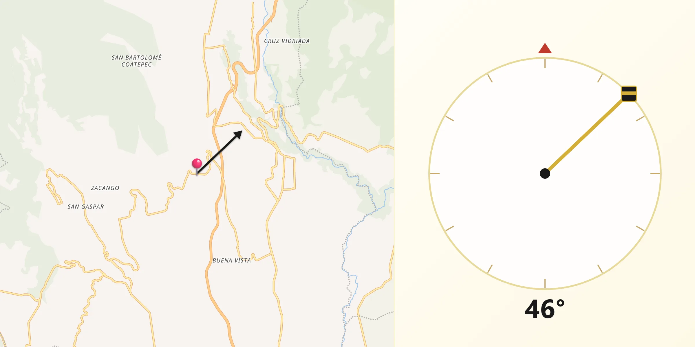 Dirección de la Qibla desde Santiago Oxtotitlán