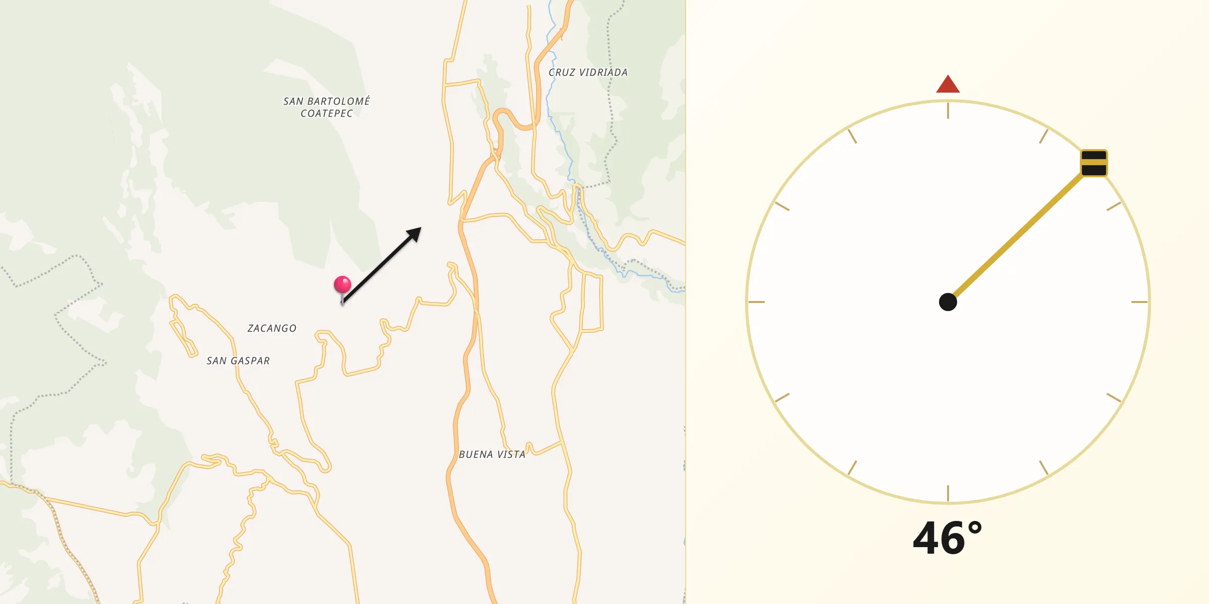 Dirección de la Qibla desde San Mateo Coapexco