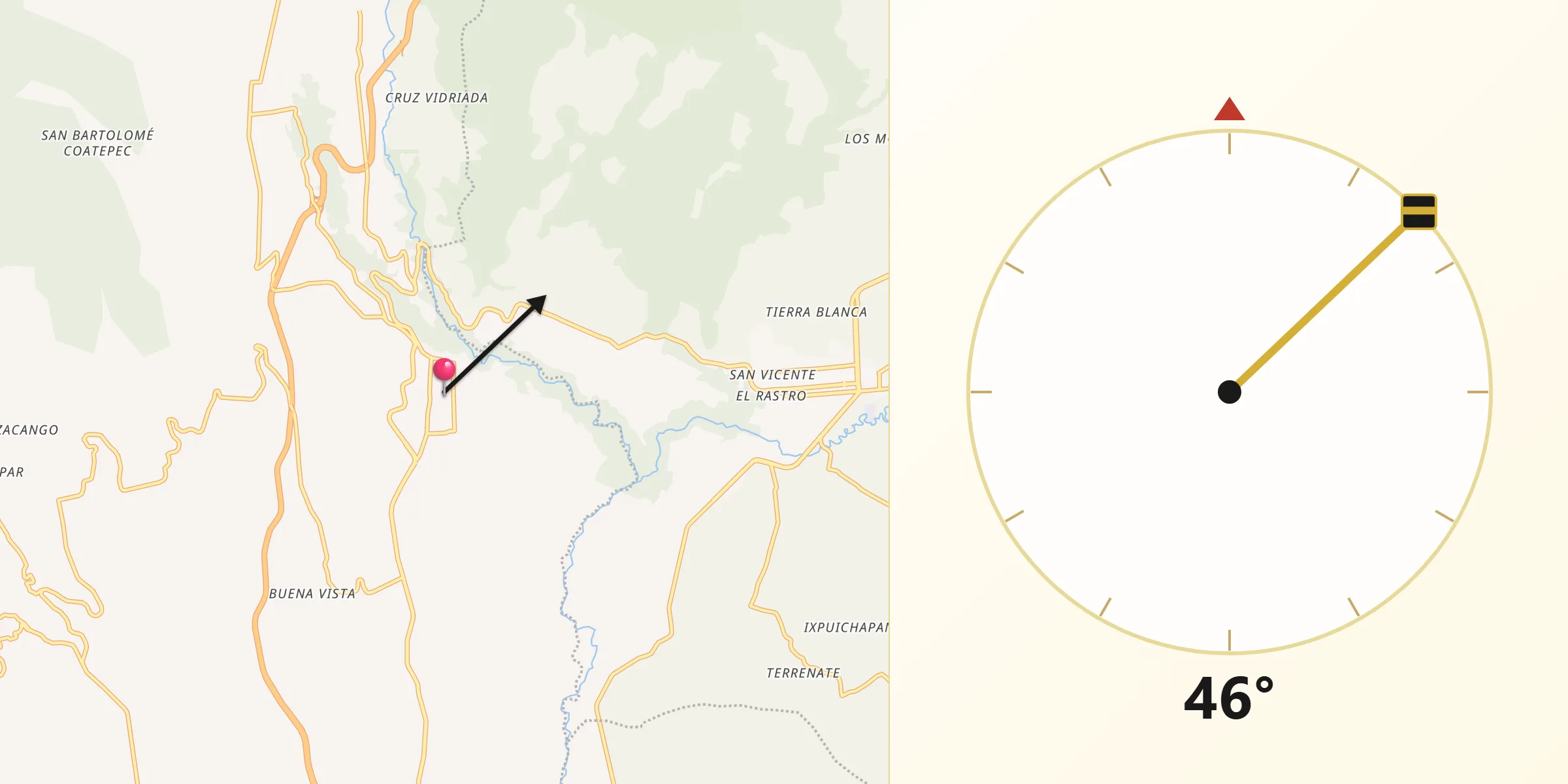 Dirección de la Qibla desde Villa Guerrero
