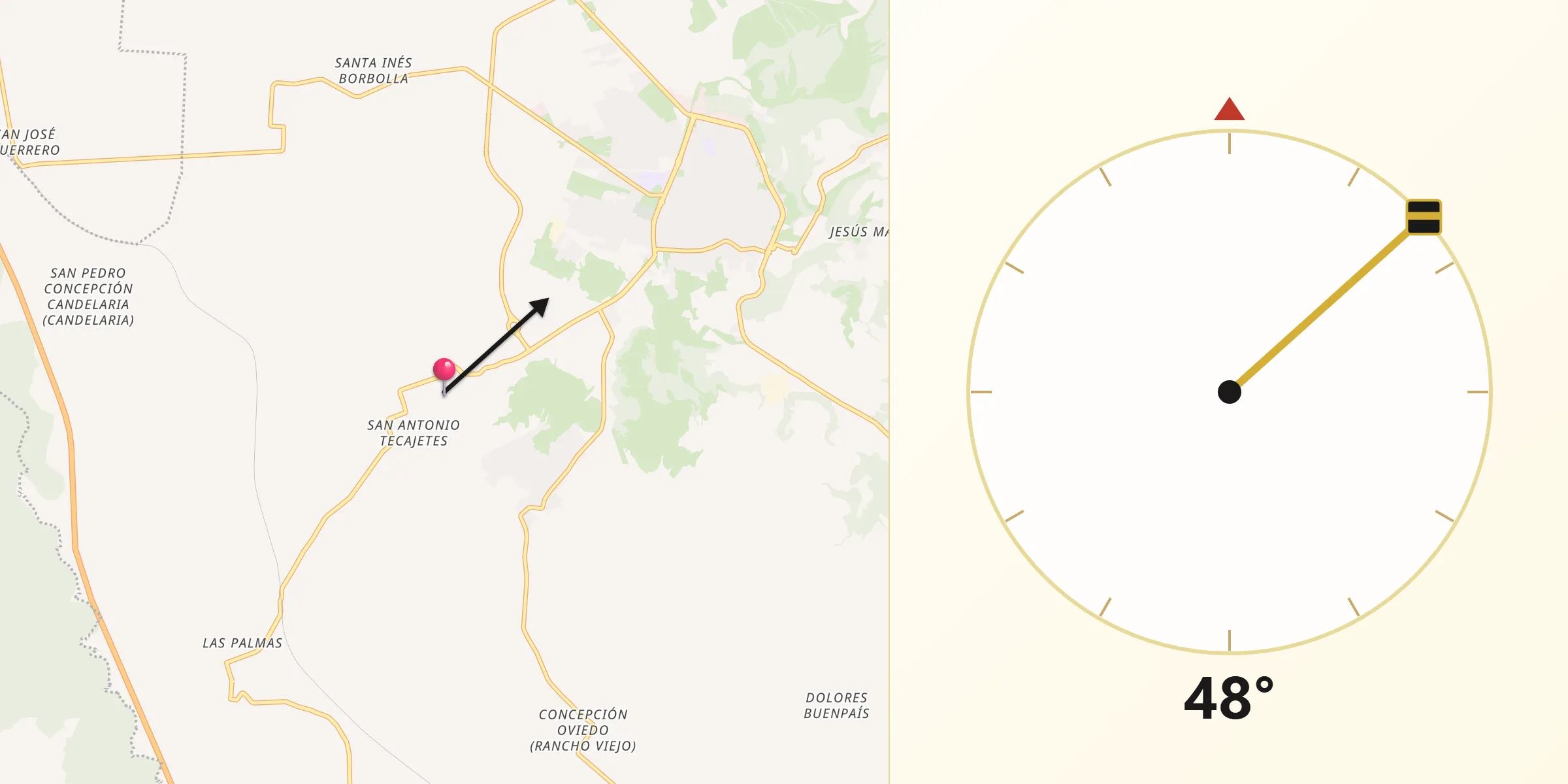 Dirección de la Qibla desde El Veladero