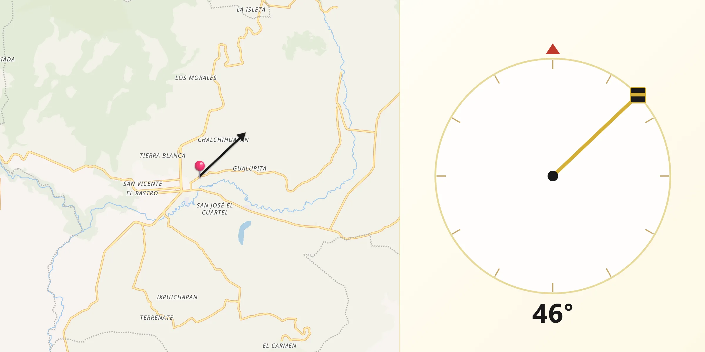 Dirección de la Qibla desde La Trinidad