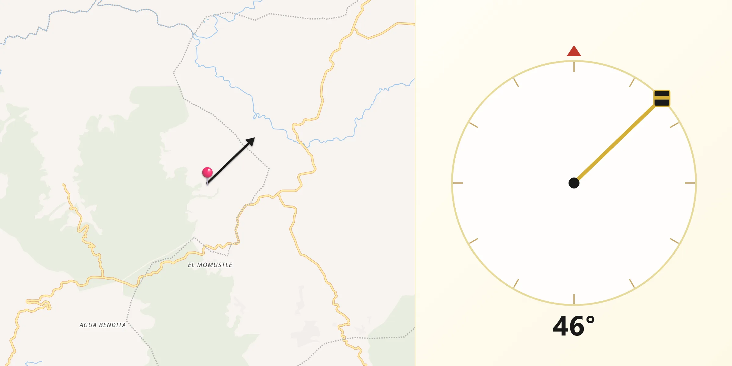Dirección de la Qibla desde Tenería