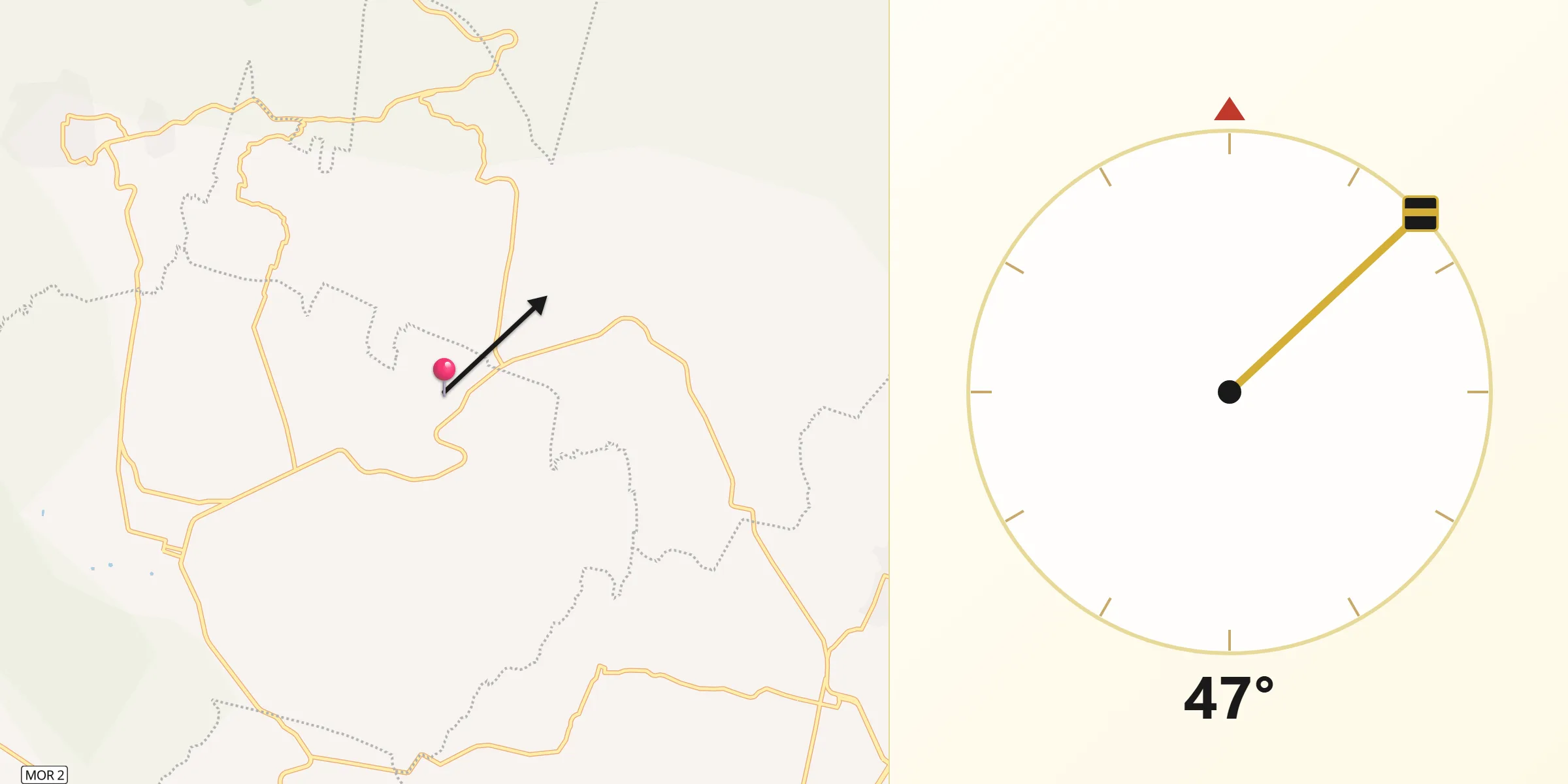 Dirección de la Qibla desde Cuauhtempan (San Andrés Cuauhtempan)