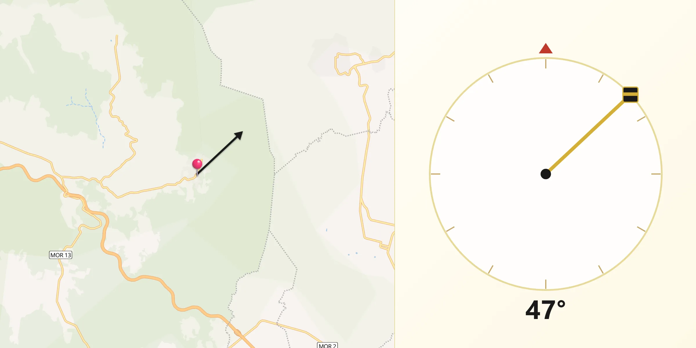 Dirección de la Qibla desde Amatlán de Quetzalcoatl