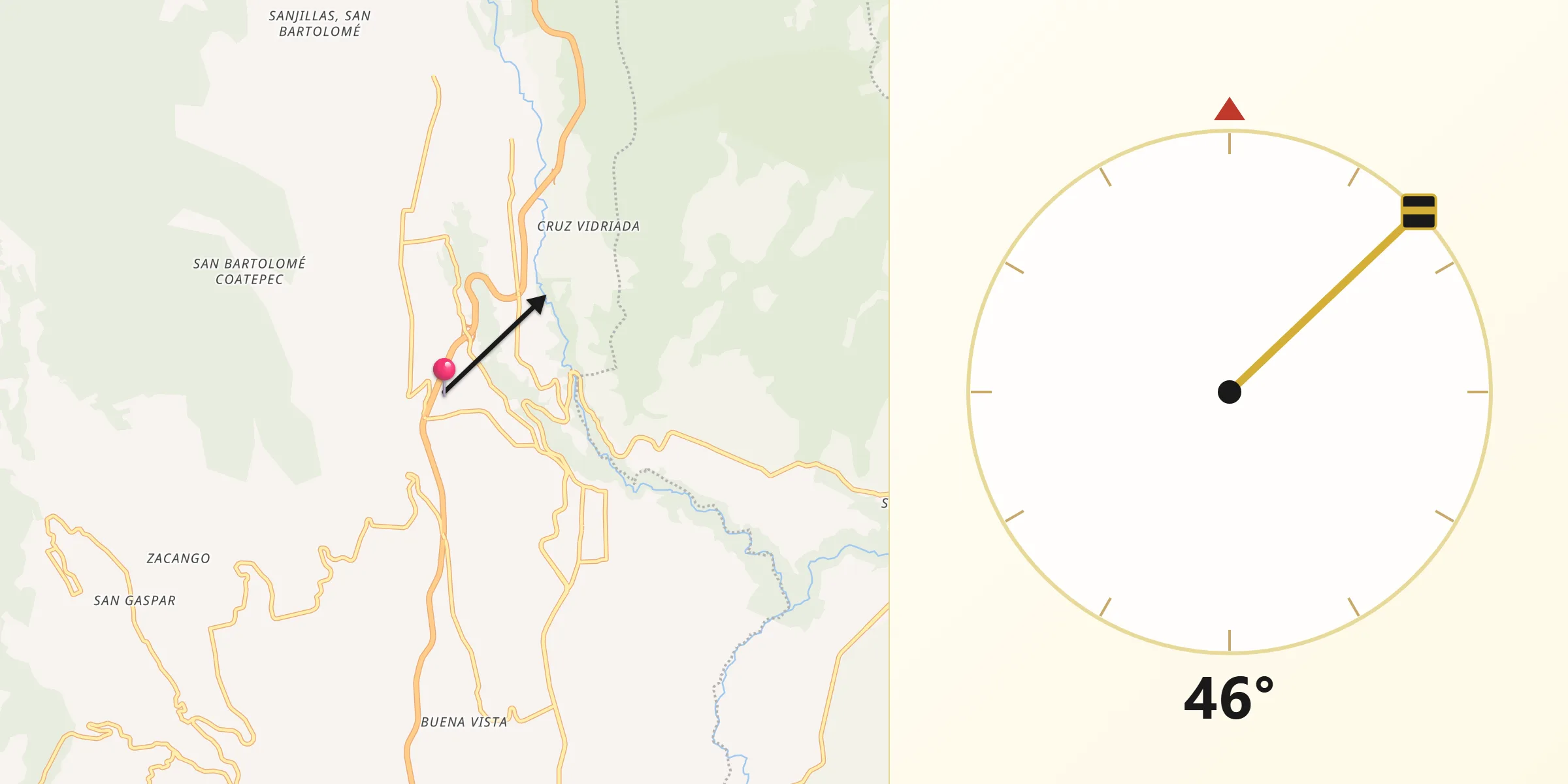 Dirección de la Qibla desde San Lucas