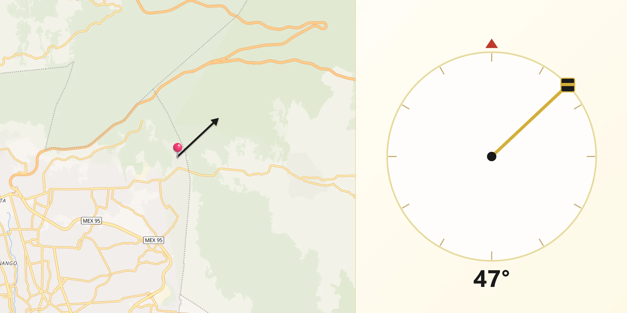 Dirección de la Qibla desde Villa Santiago
