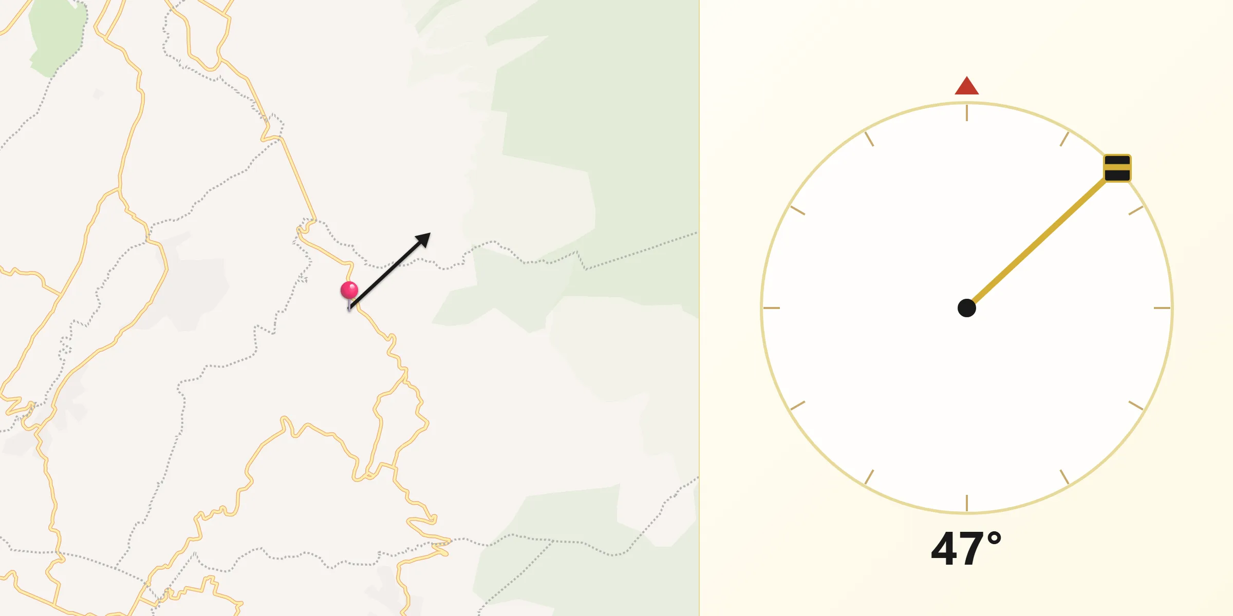 Dirección de la Qibla desde San Marcos Tecomaxusco