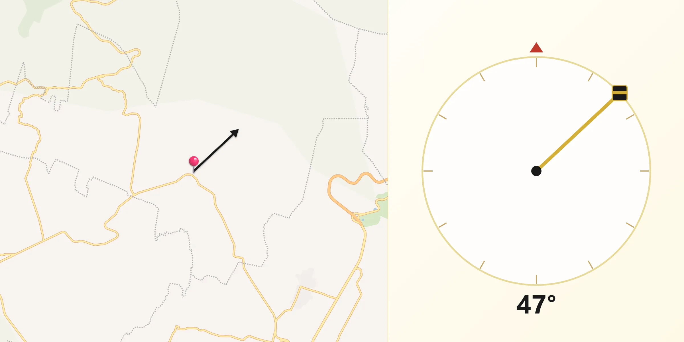Dirección de la Qibla desde Totolapan