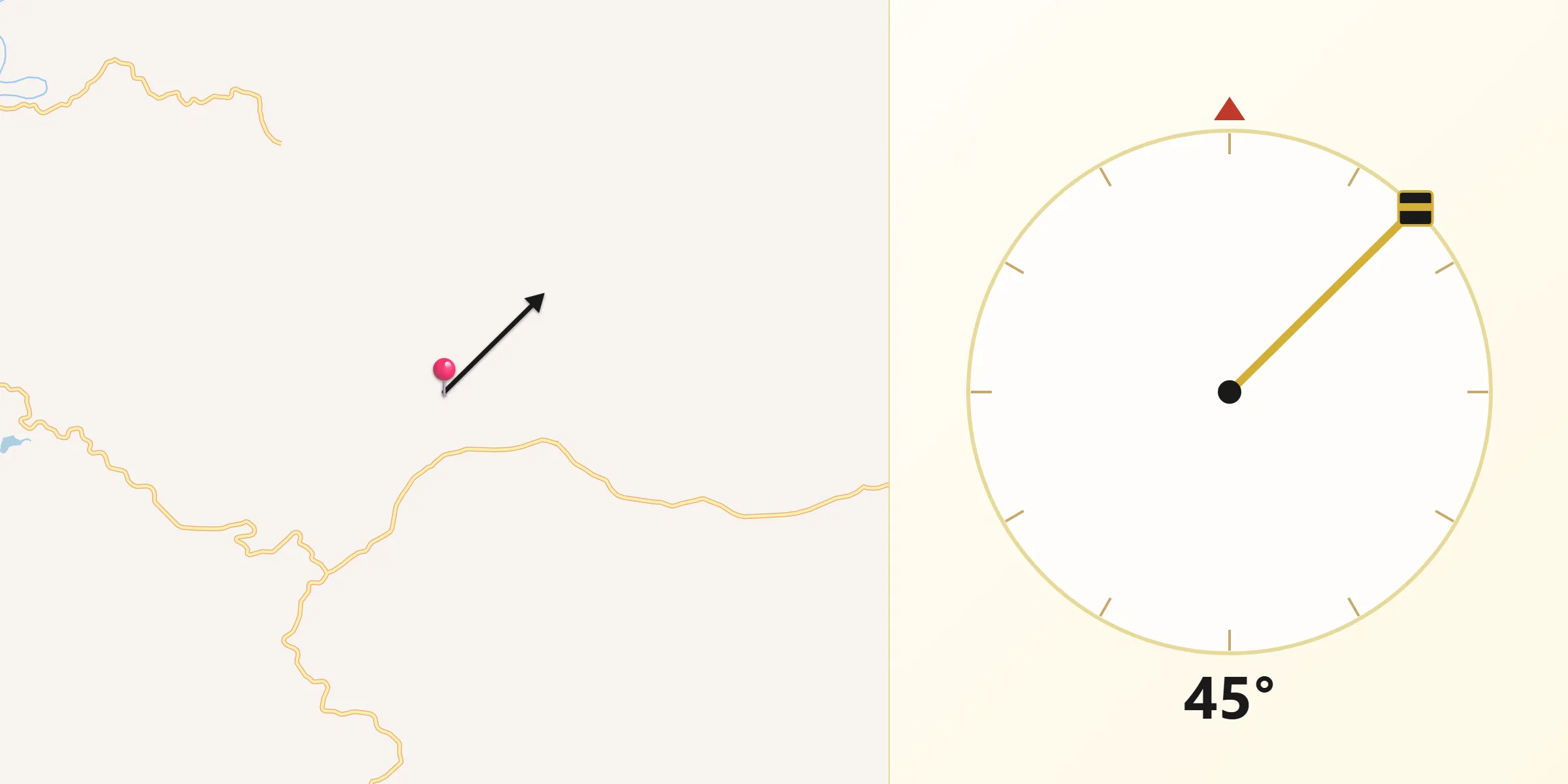 Dirección de la Qibla desde Carácuaro