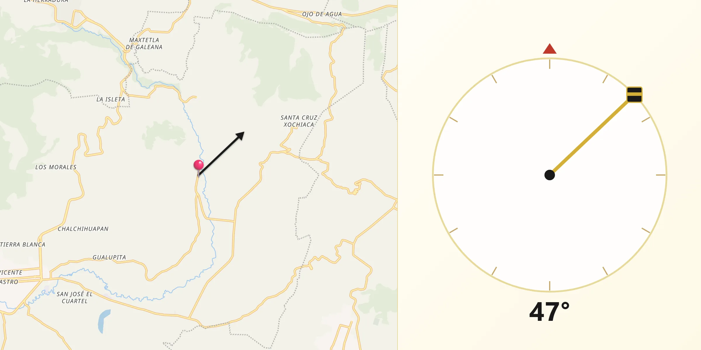 Dirección de la Qibla desde San Simonito