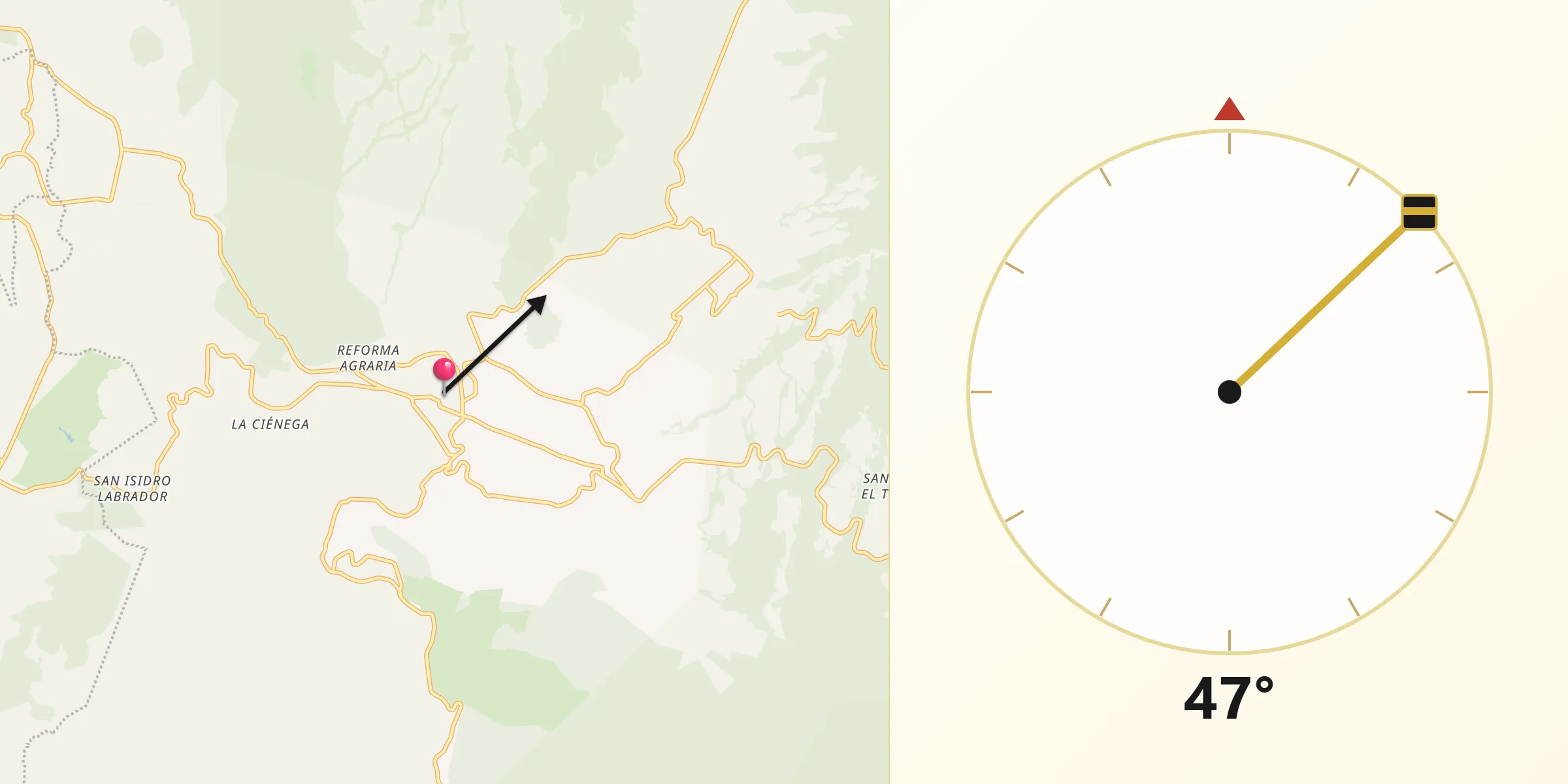Dirección de la Qibla desde Santa Mónica