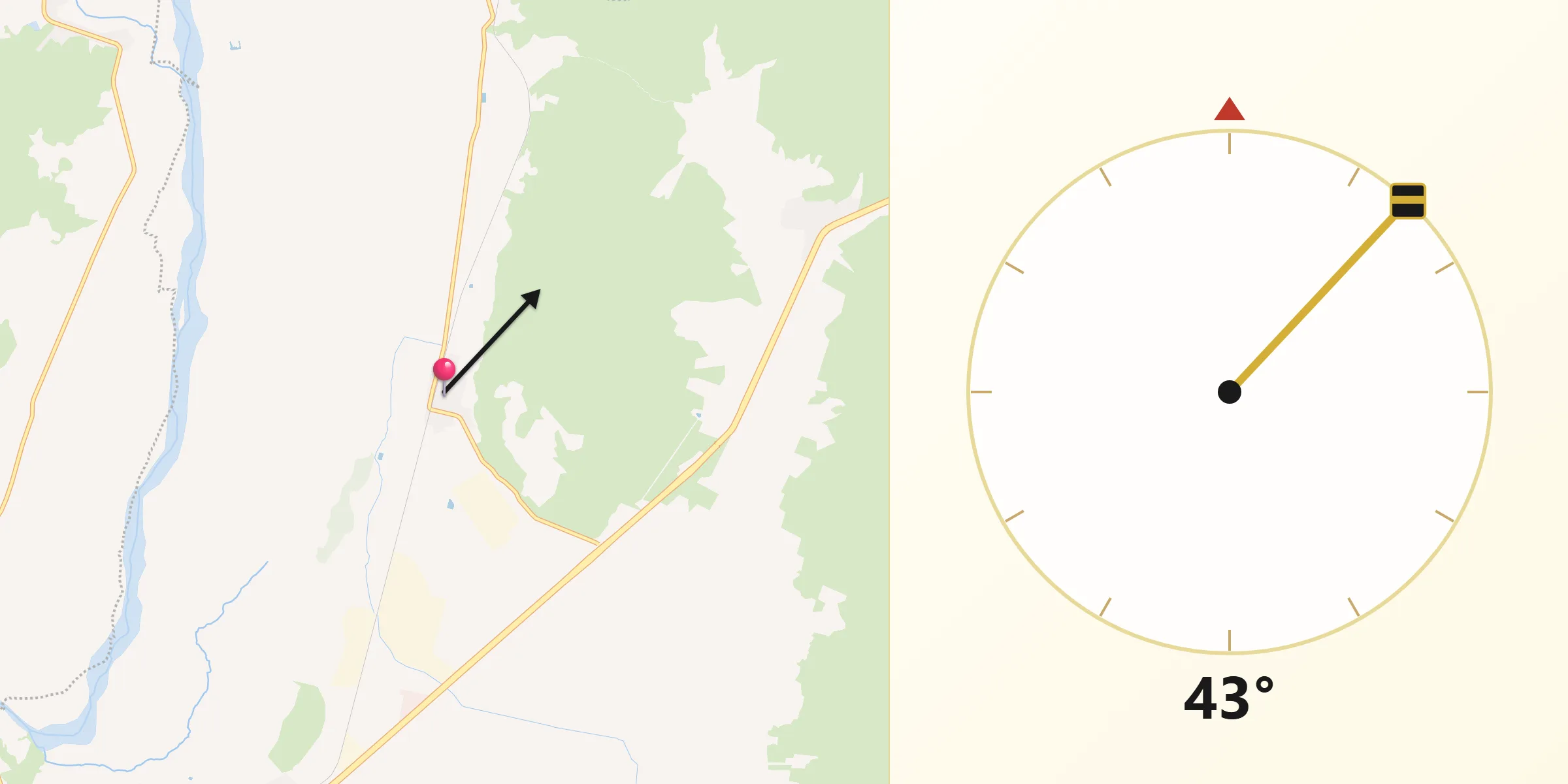 Dirección de la Qibla desde Caleras