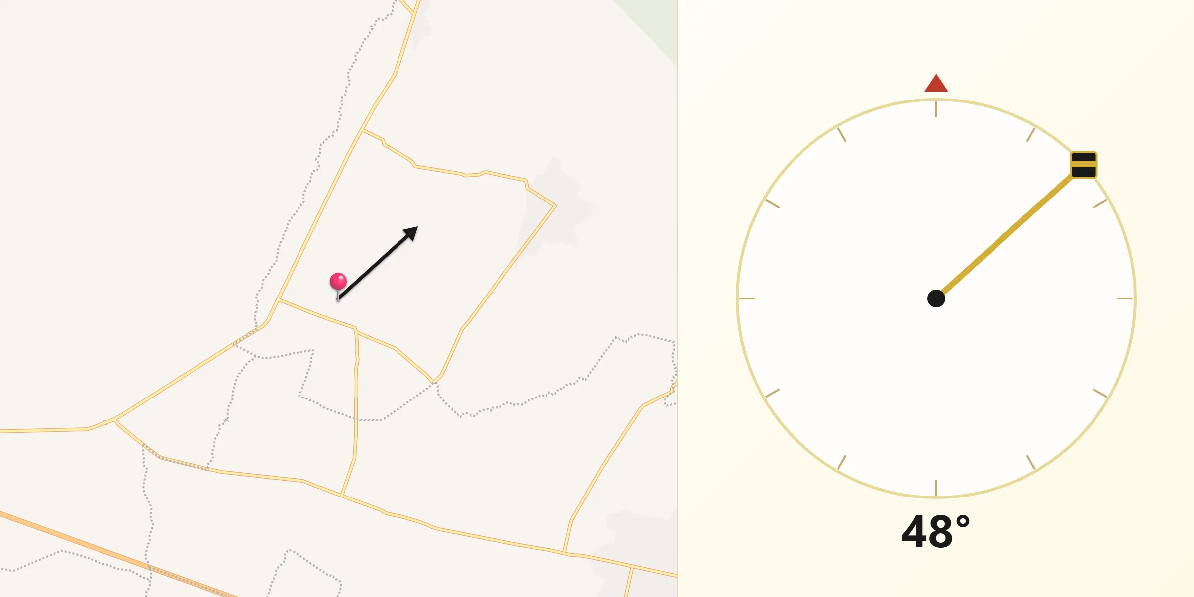 Dirección de la Qibla desde San Antonio Portezuelo