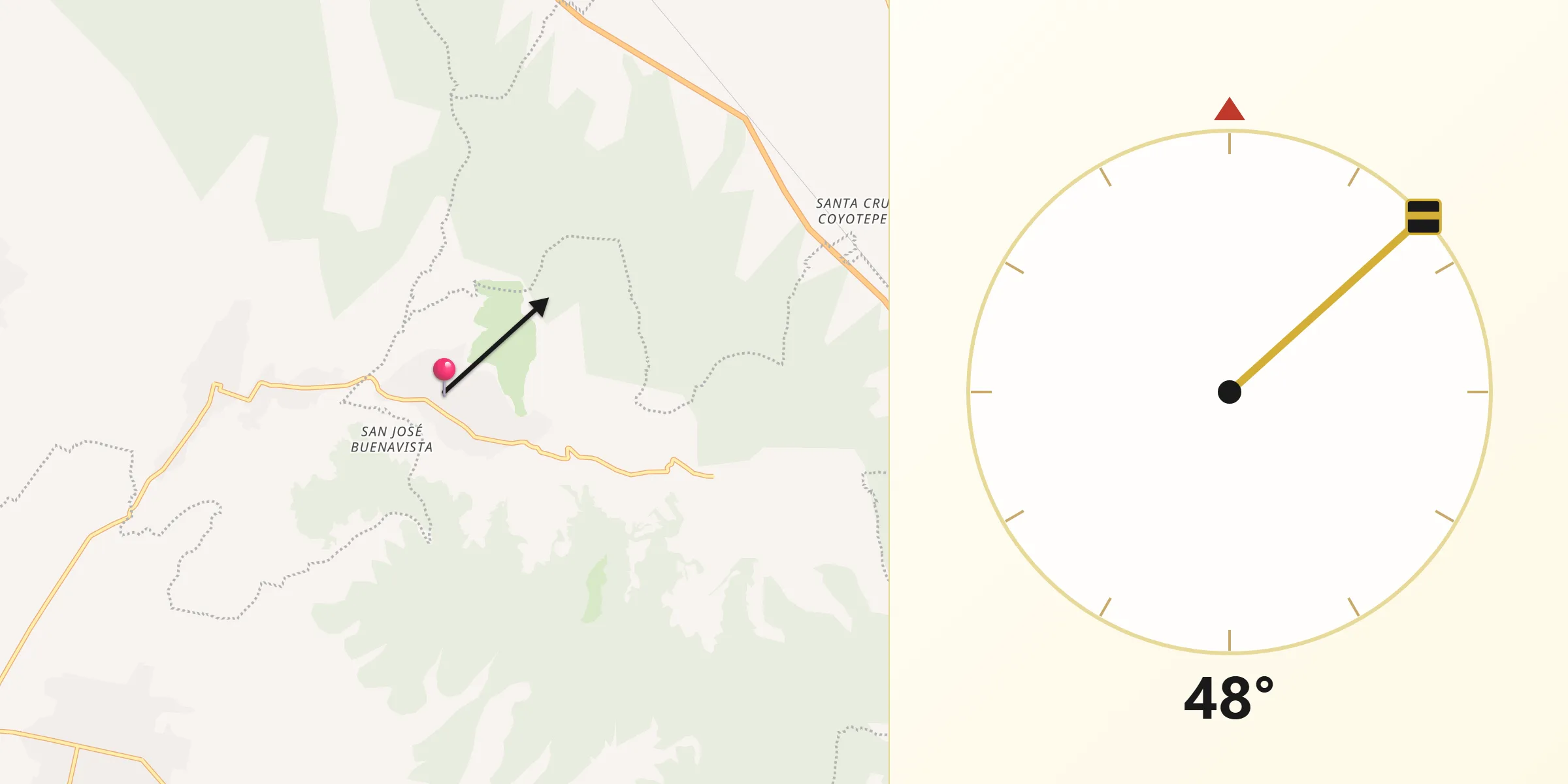 Dirección de la Qibla desde Santa Catarina Villanueva