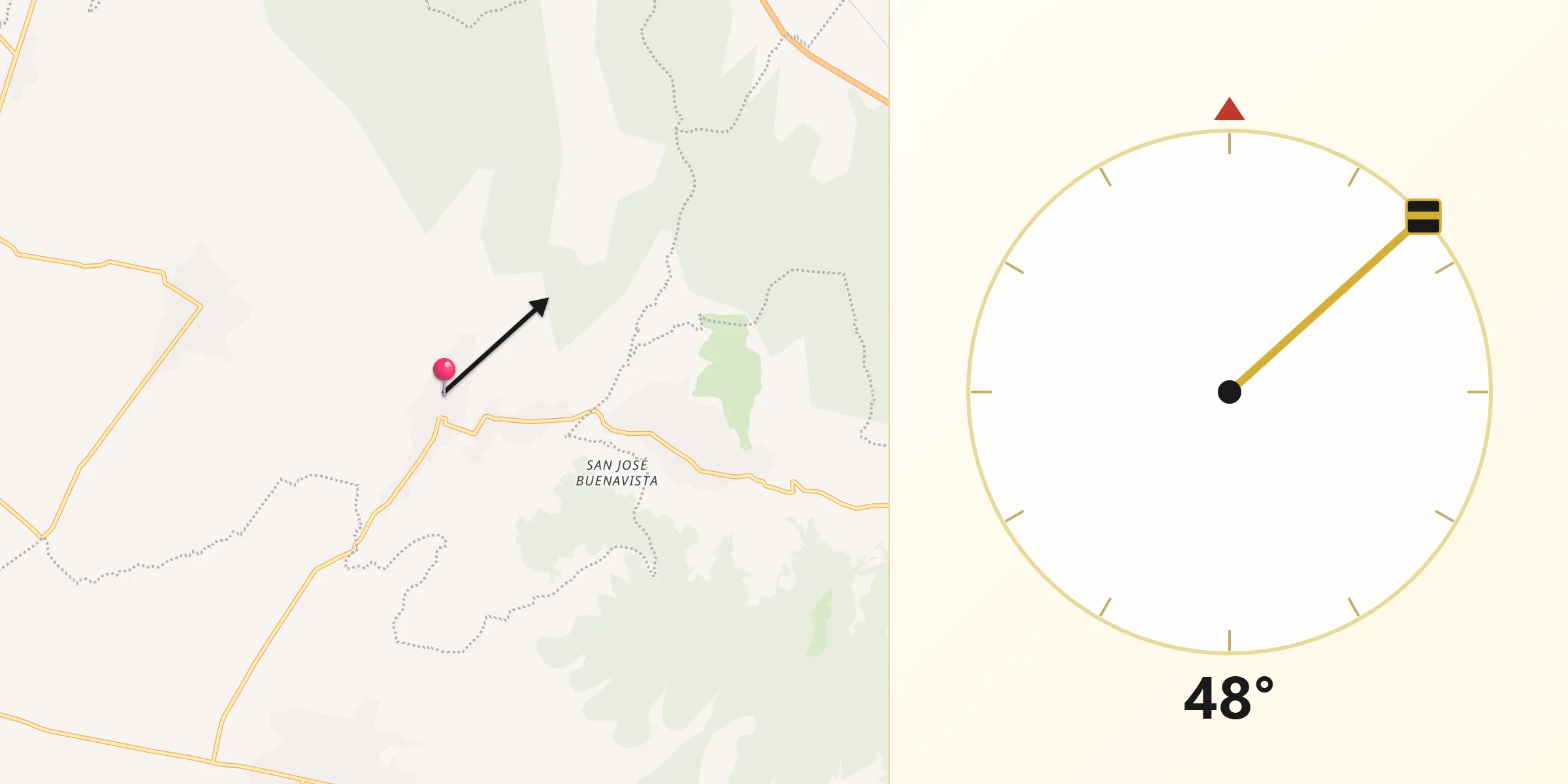 Dirección de la Qibla desde Santiago Tenango