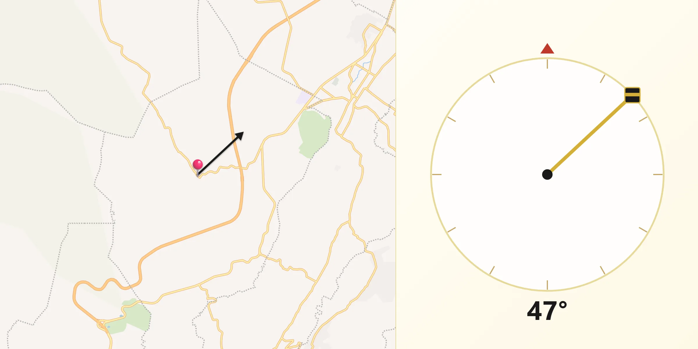 Dirección de la Qibla desde Cuecuecuatitla