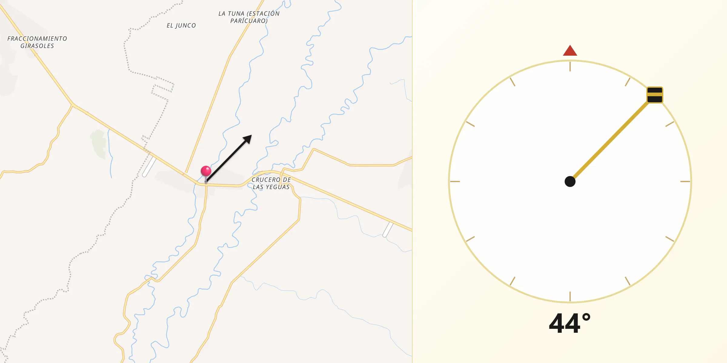 Dirección de la Qibla desde Uspero