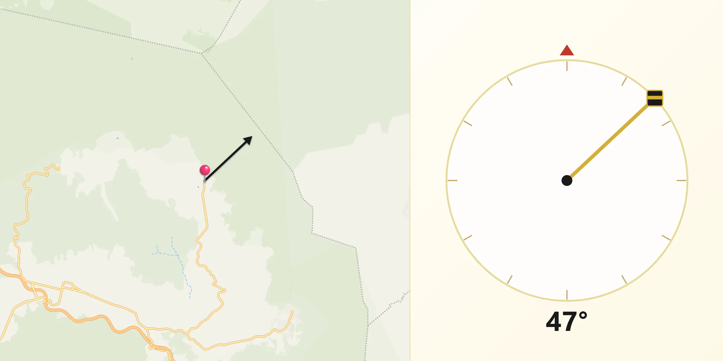 Dirección de la Qibla desde Santo Domingo Ocotitlán