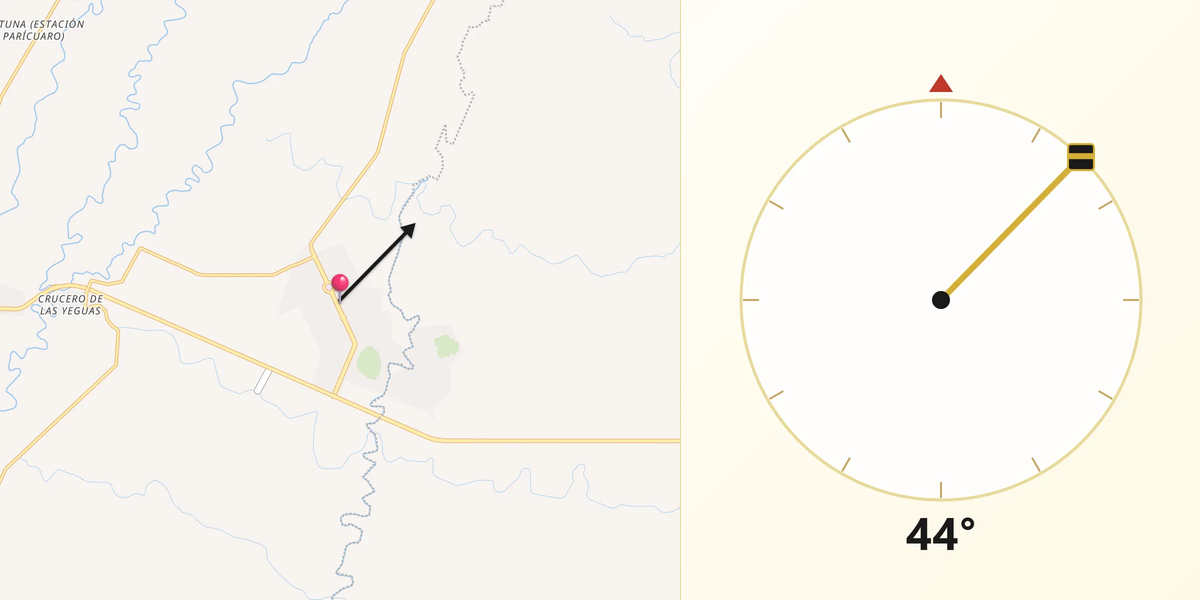 Dirección de la Qibla desde Antúnez