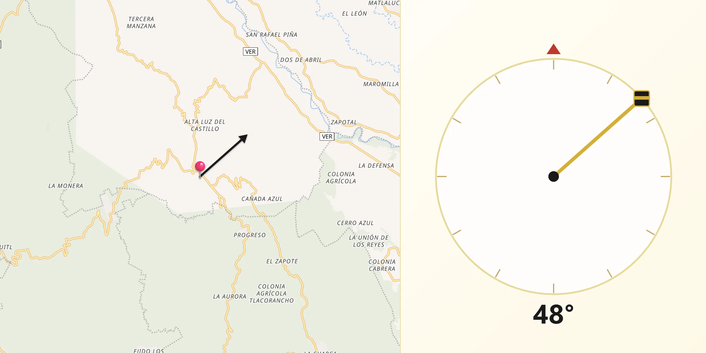 Dirección de la Qibla desde San José Tenejapa
