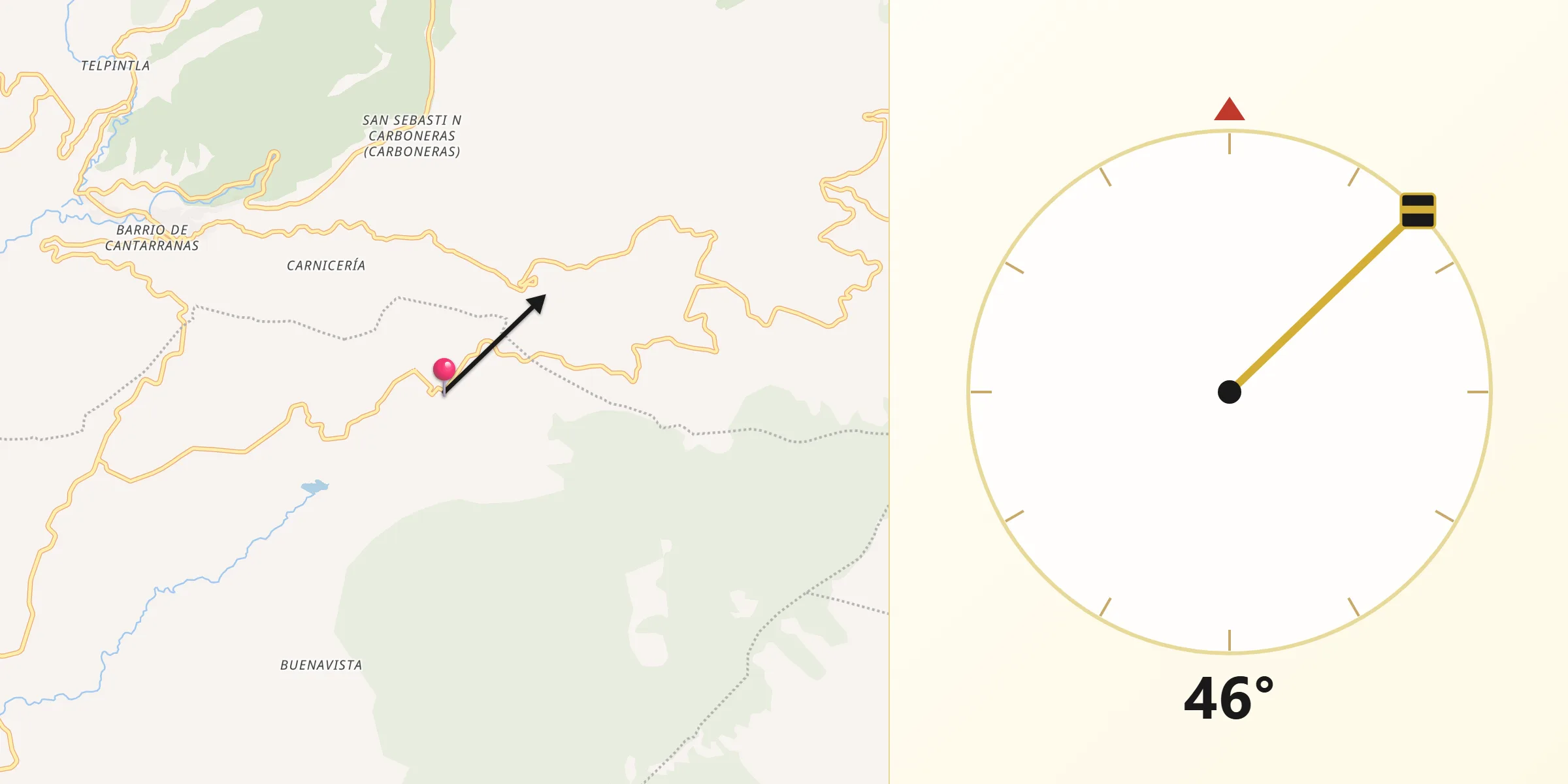 Dirección de la Qibla desde San Simón de Guerrero