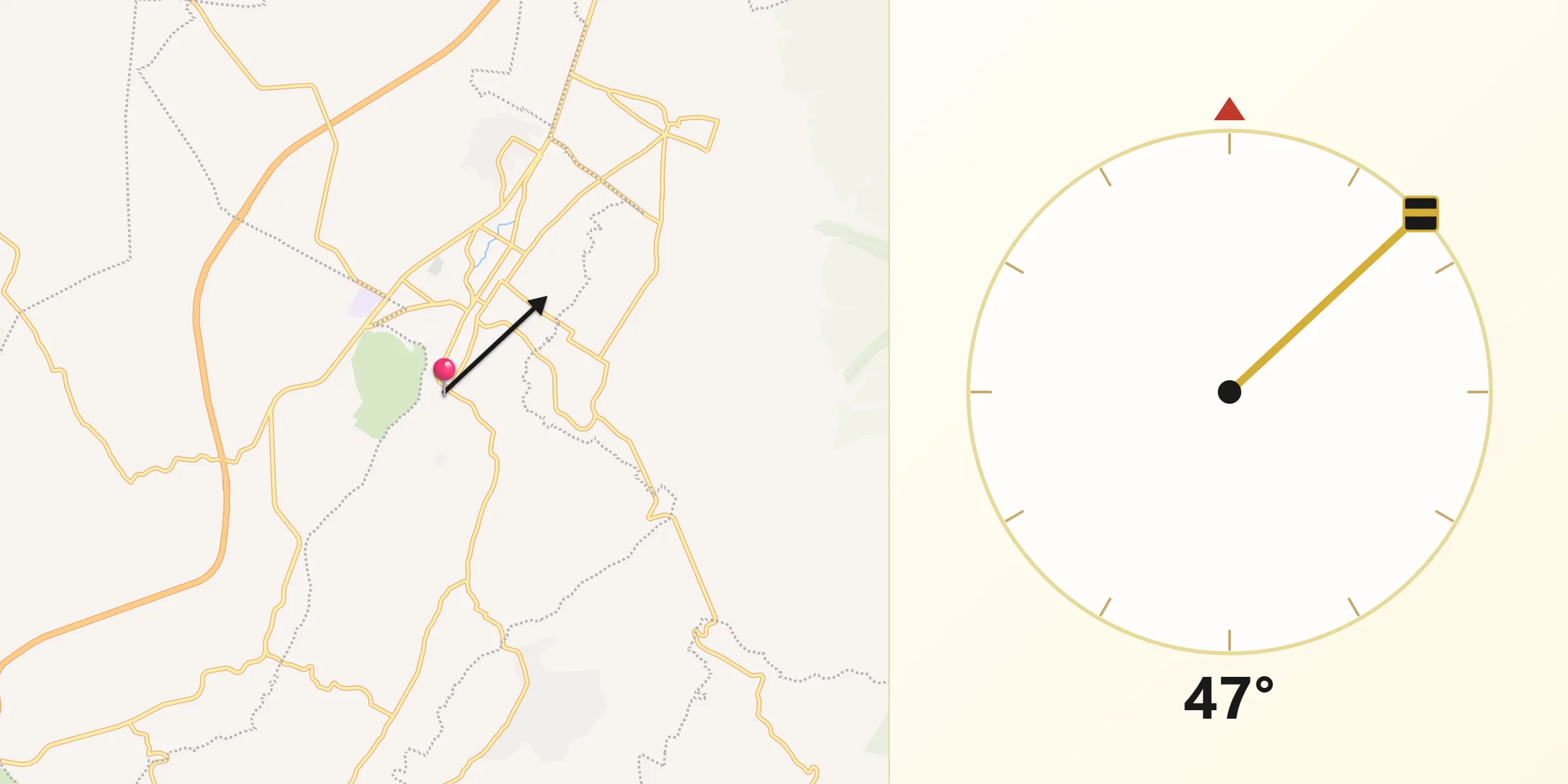 Dirección de la Qibla desde San Vicente Chimalhuacán