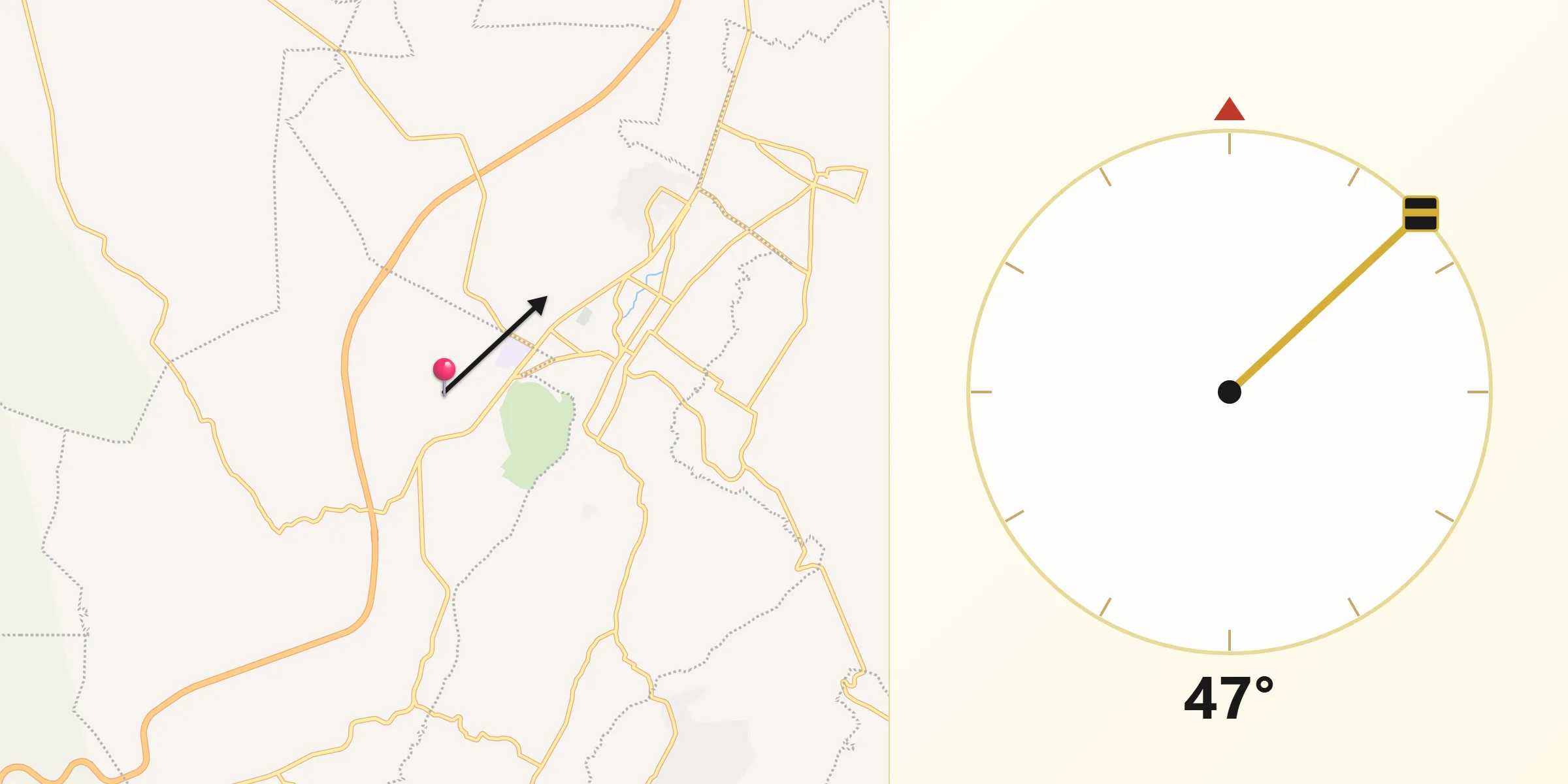 Dirección de la Qibla desde Tepetlixpa