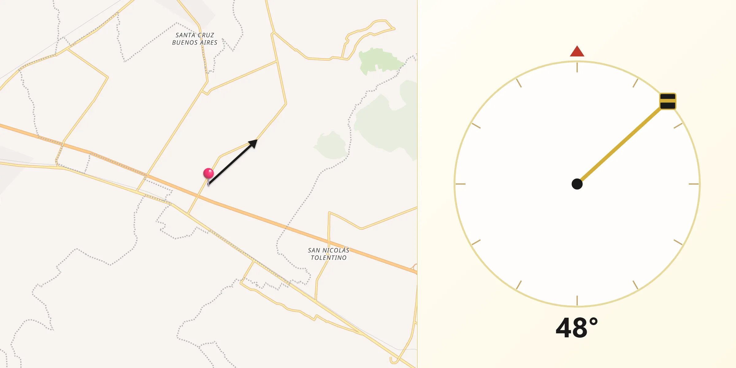 Dirección de la Qibla desde San Jerónimo Ocotitla