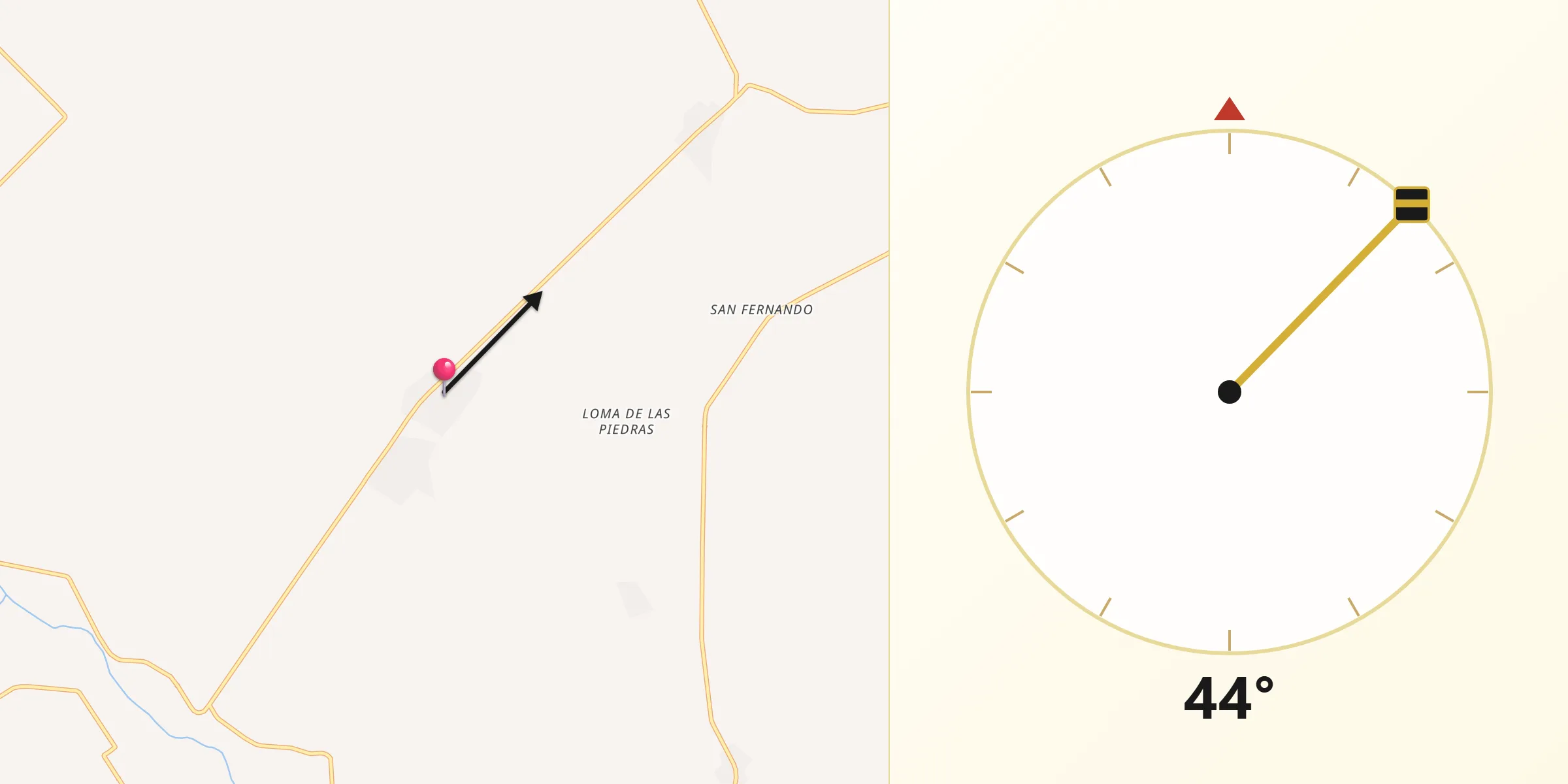 Dirección de la Qibla desde Loma de los Hoyos