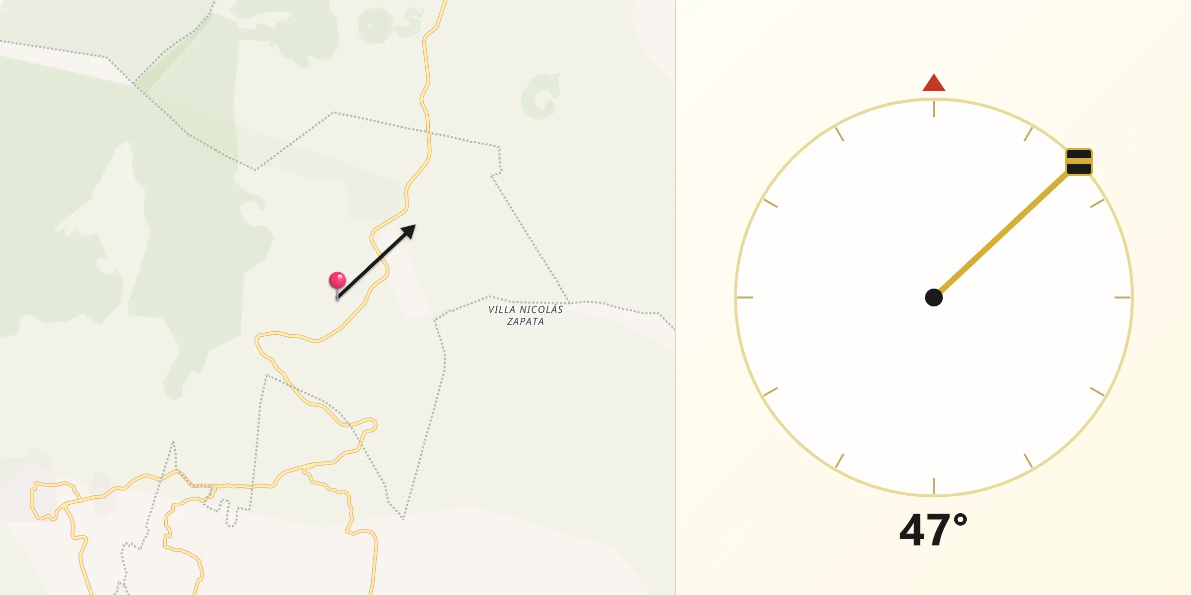 Dirección de la Qibla desde Felipe Neri (Cuatepec)